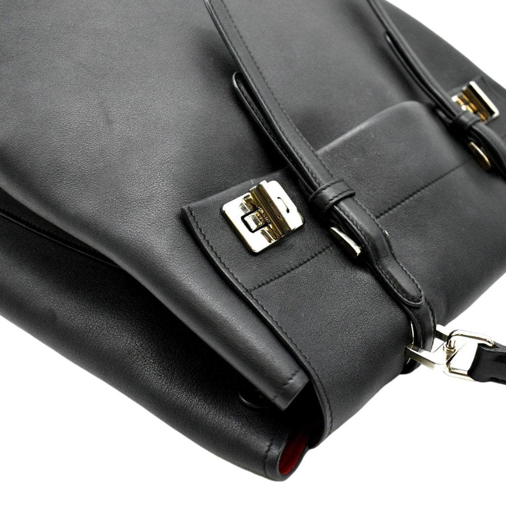PRADA 2way Leather Tote Shoulder Bag Black BN2815