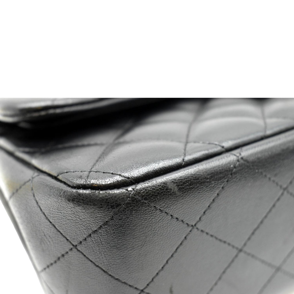 CHANEL Jumbo Double Flap Calfskin Leather Shoulder Bag Black