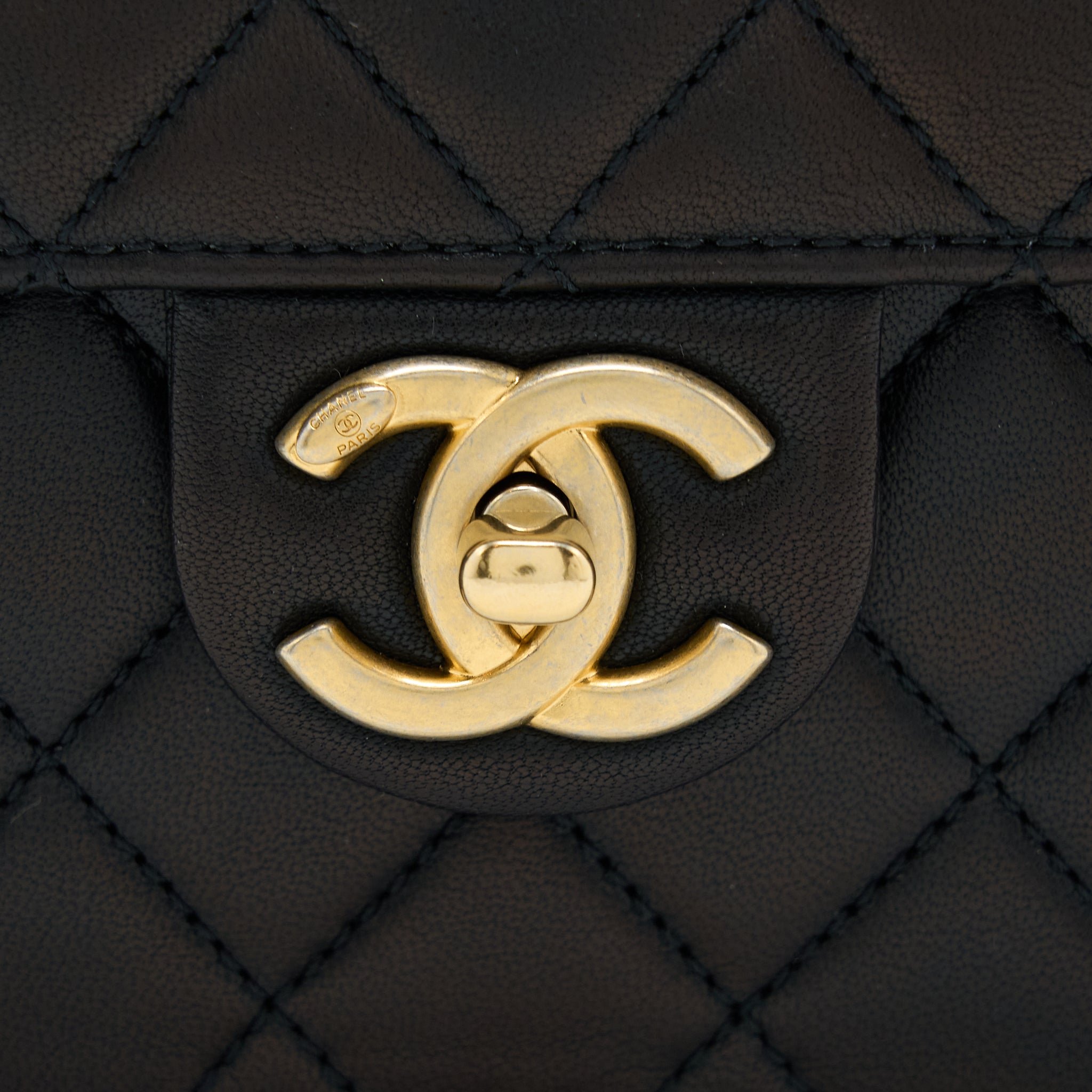 Chanel Vertical Pearl Flap Bag Goatskin Black