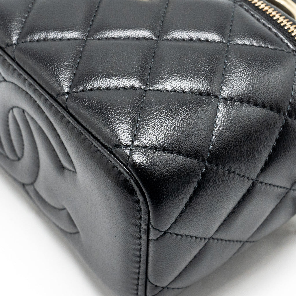 Chanel Top Handle Long Vanity Case Lambskin BLACK L (Microchip)