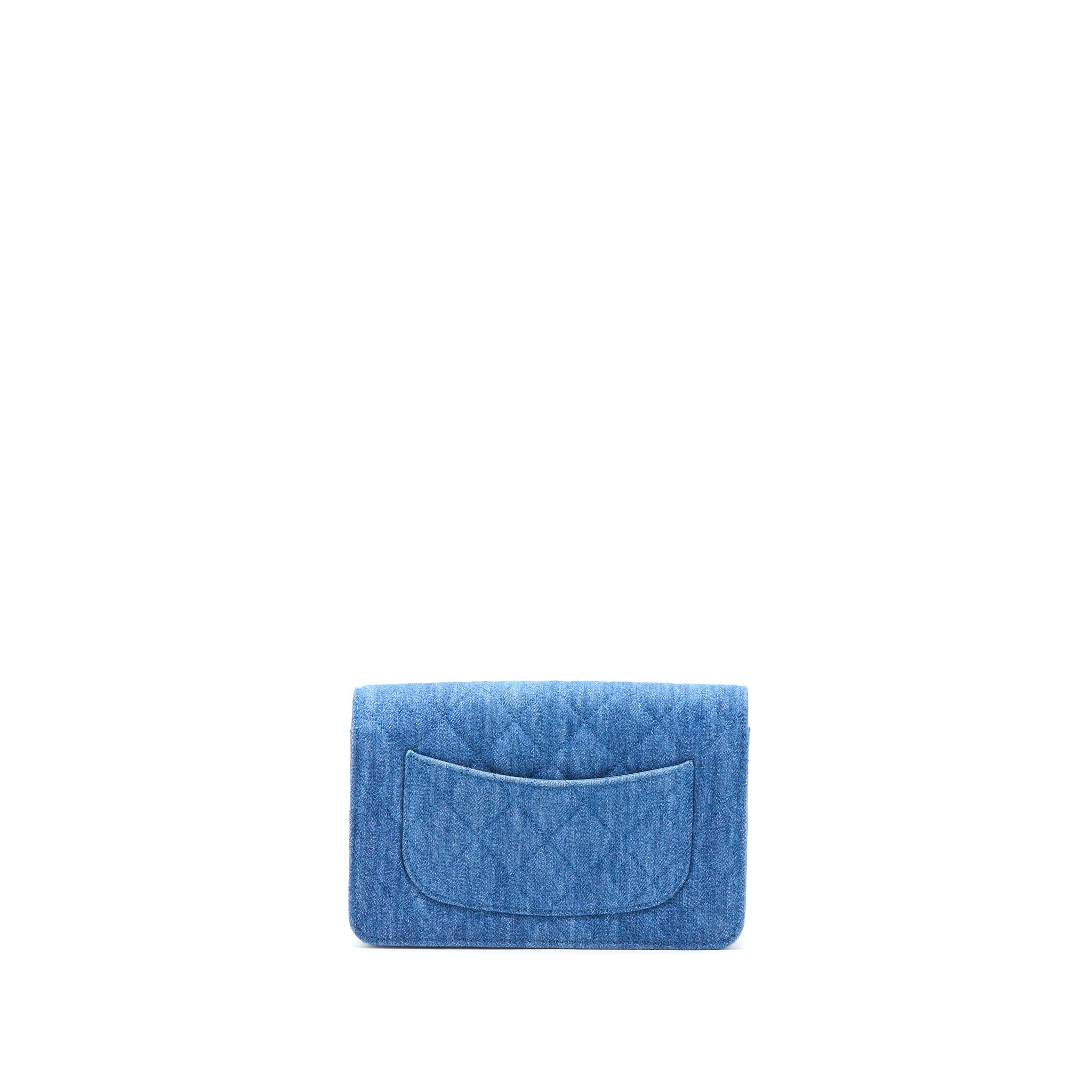 Chanel Pearl Crush Wallet on Chain Denim Light Blue  (Microchip)