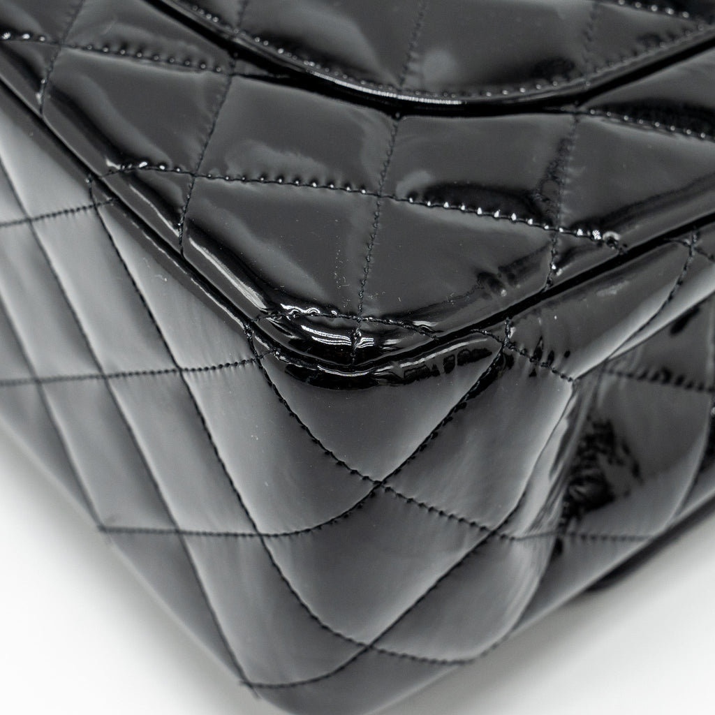 Chanel Jumbo Classic Double Flap Bag Patent Black