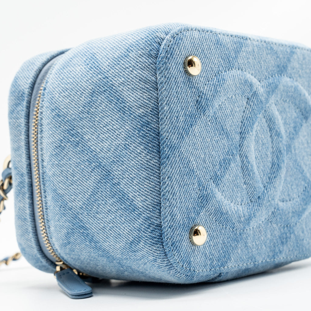 Chanel Vanity Case with Chain Denim Blue L (Microchip)