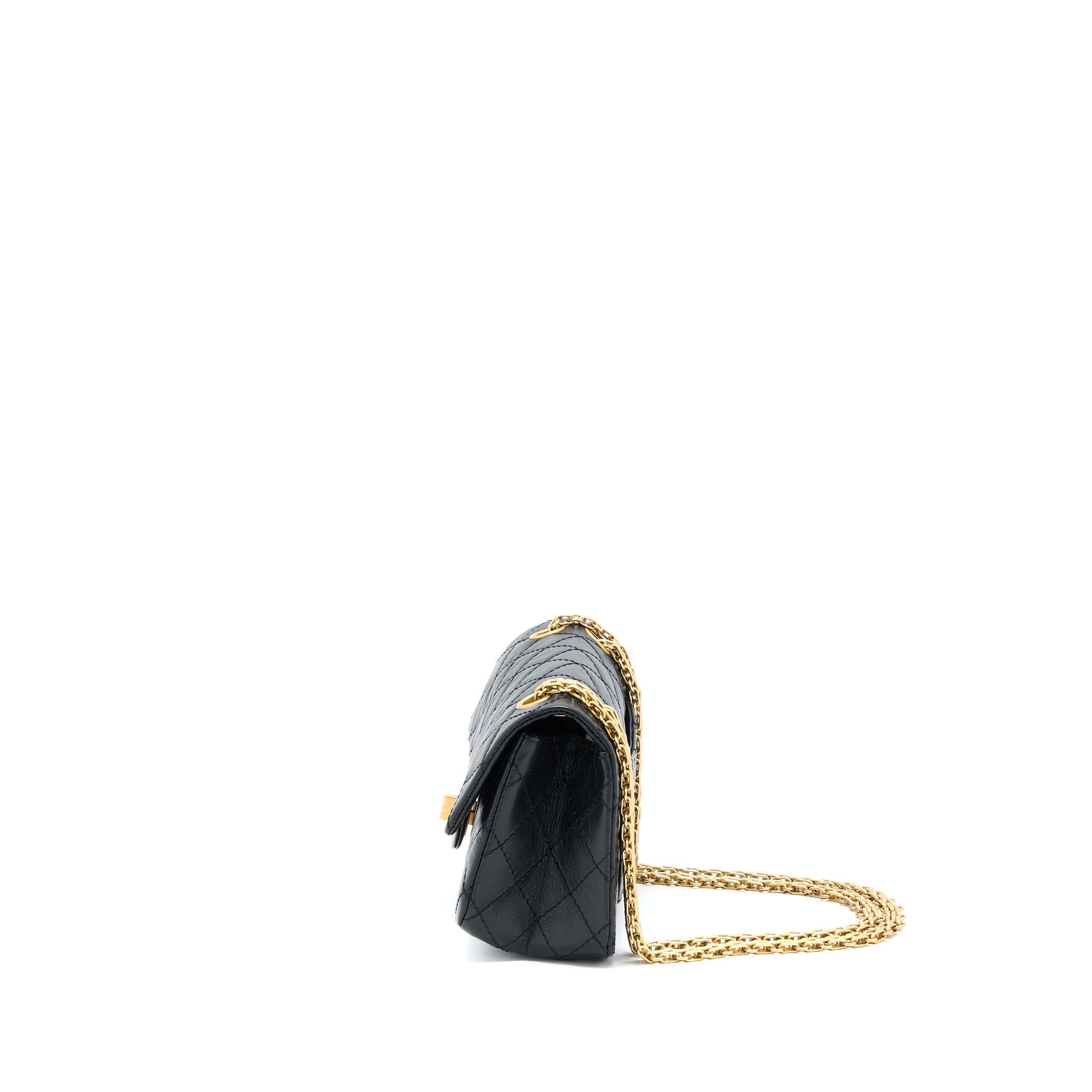 Chanel Mini 2.55 Reissue Flap Bag Aged Calfskin Black Brushed  (Microchip)