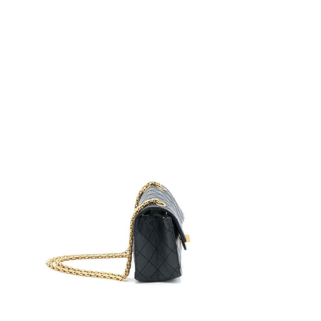 Chanel Mini 2.55 Reissue Flap Bag Aged Calfskin Black Brushed  (Microchip)