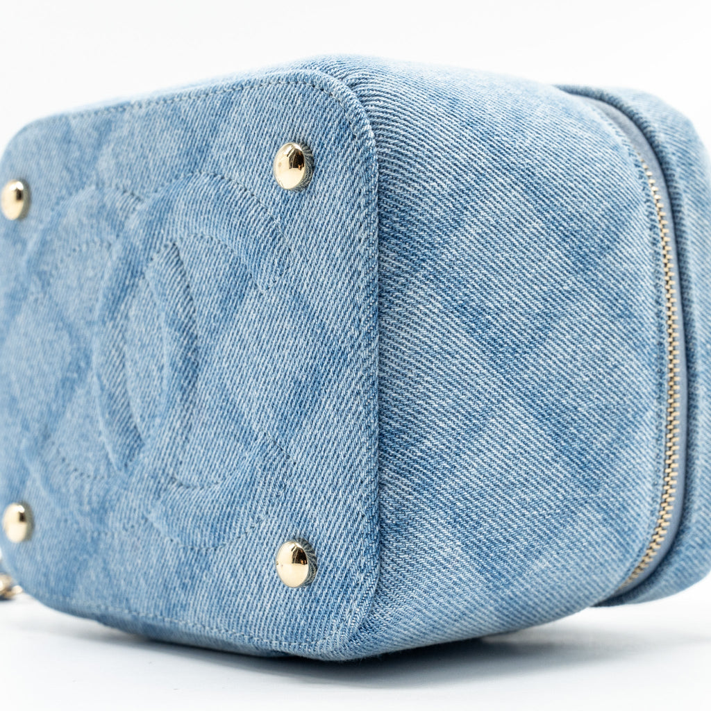 Chanel Vanity Case with Chain Denim Blue L (Microchip)