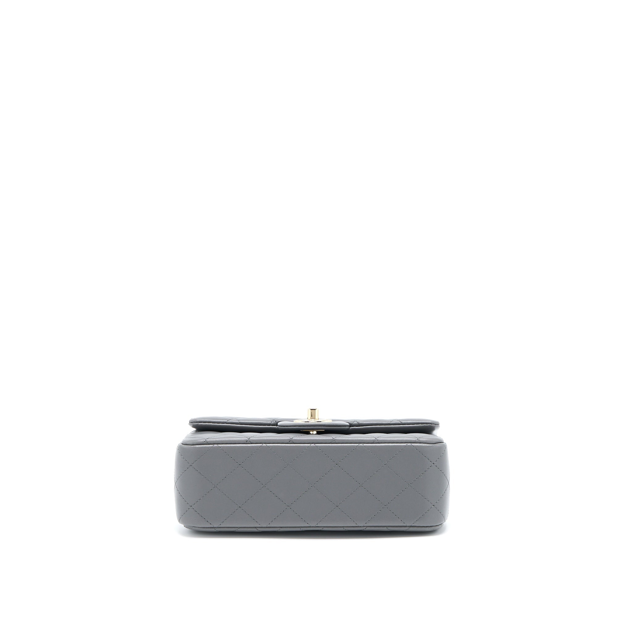 Chanel 22A Top Handle Mini Rectangular Flap Bag Lambskin Grey L(Microchip)