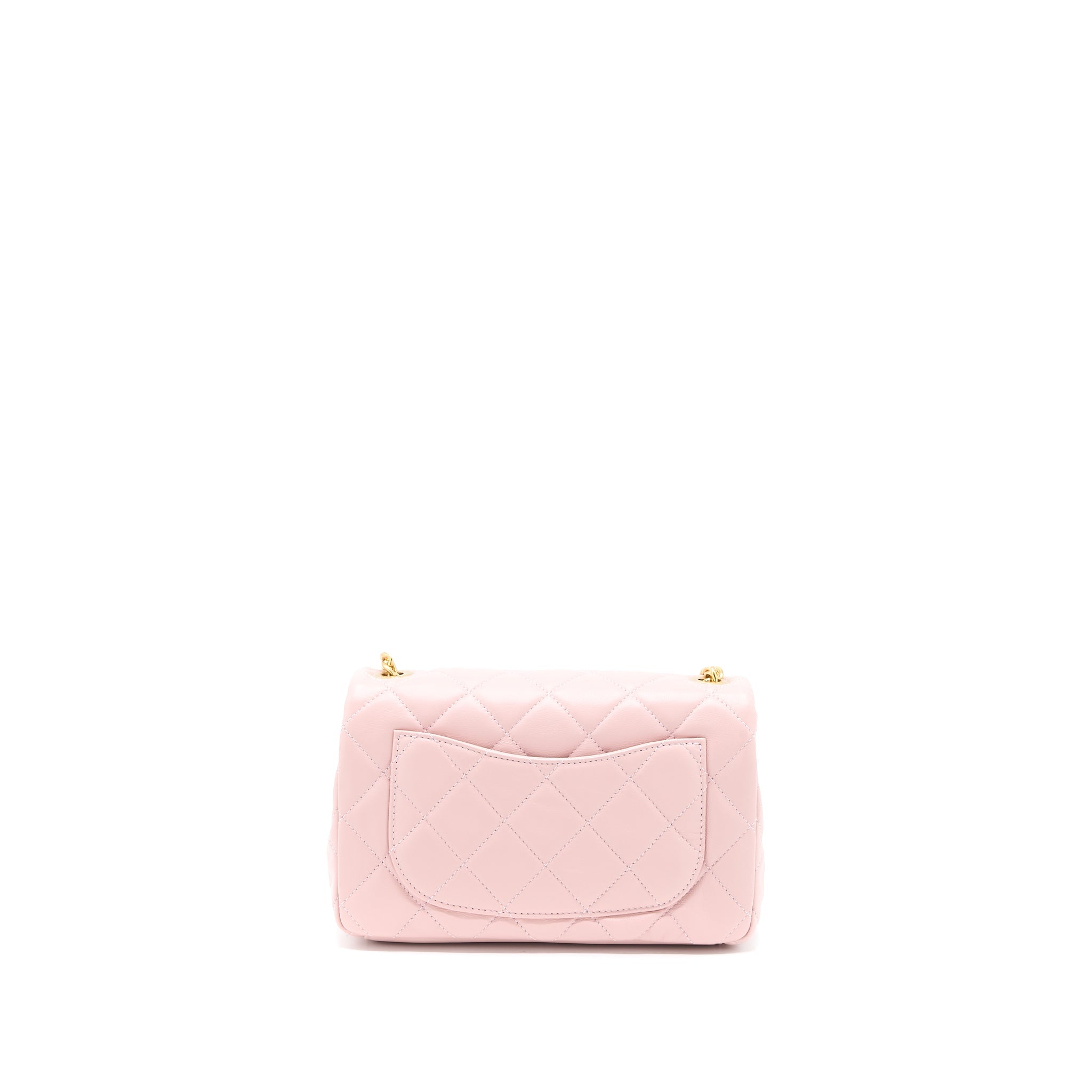 Chanel 22B Small Flap Bag With Gem Chain Lambskin Pink  (Microchip)