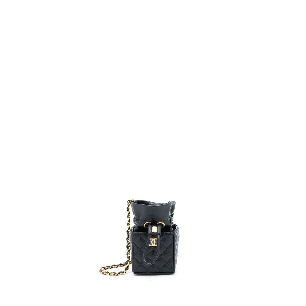 Chanel Mini Vanity Bucket Crossbody Lambskin Black Brushed