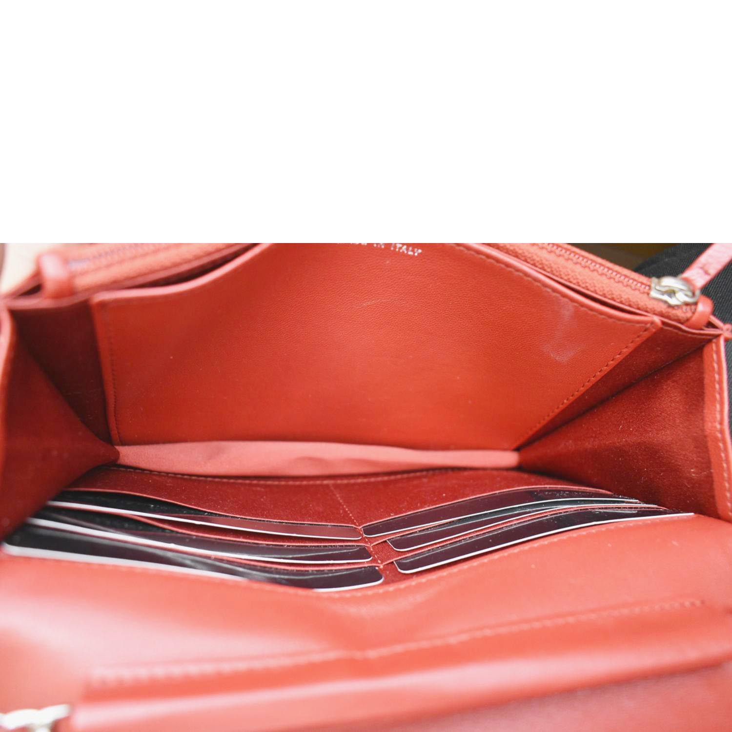 CHANEL Camellia Wallet On Chain Leather Woc Crossbody Bag Red