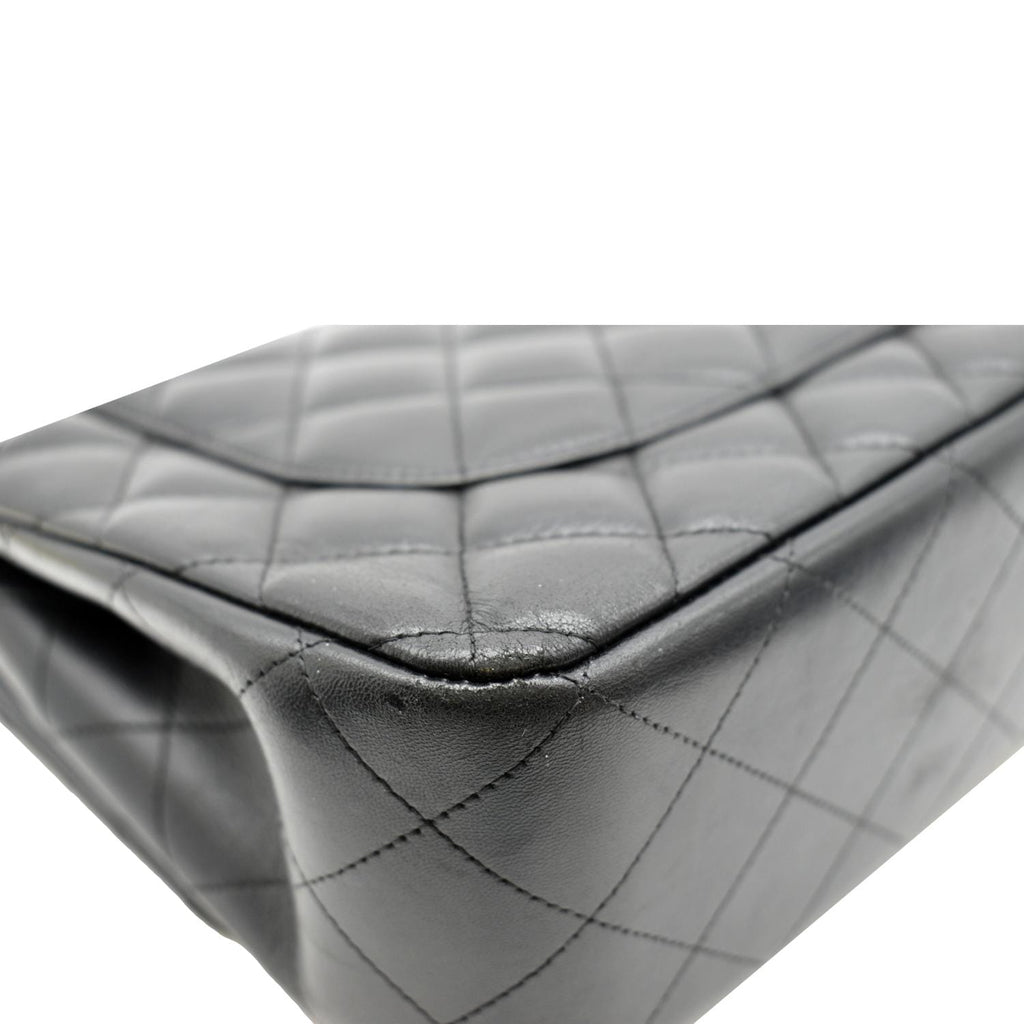 CHANEL Jumbo Double Flap Calfskin Leather Shoulder Bag Black