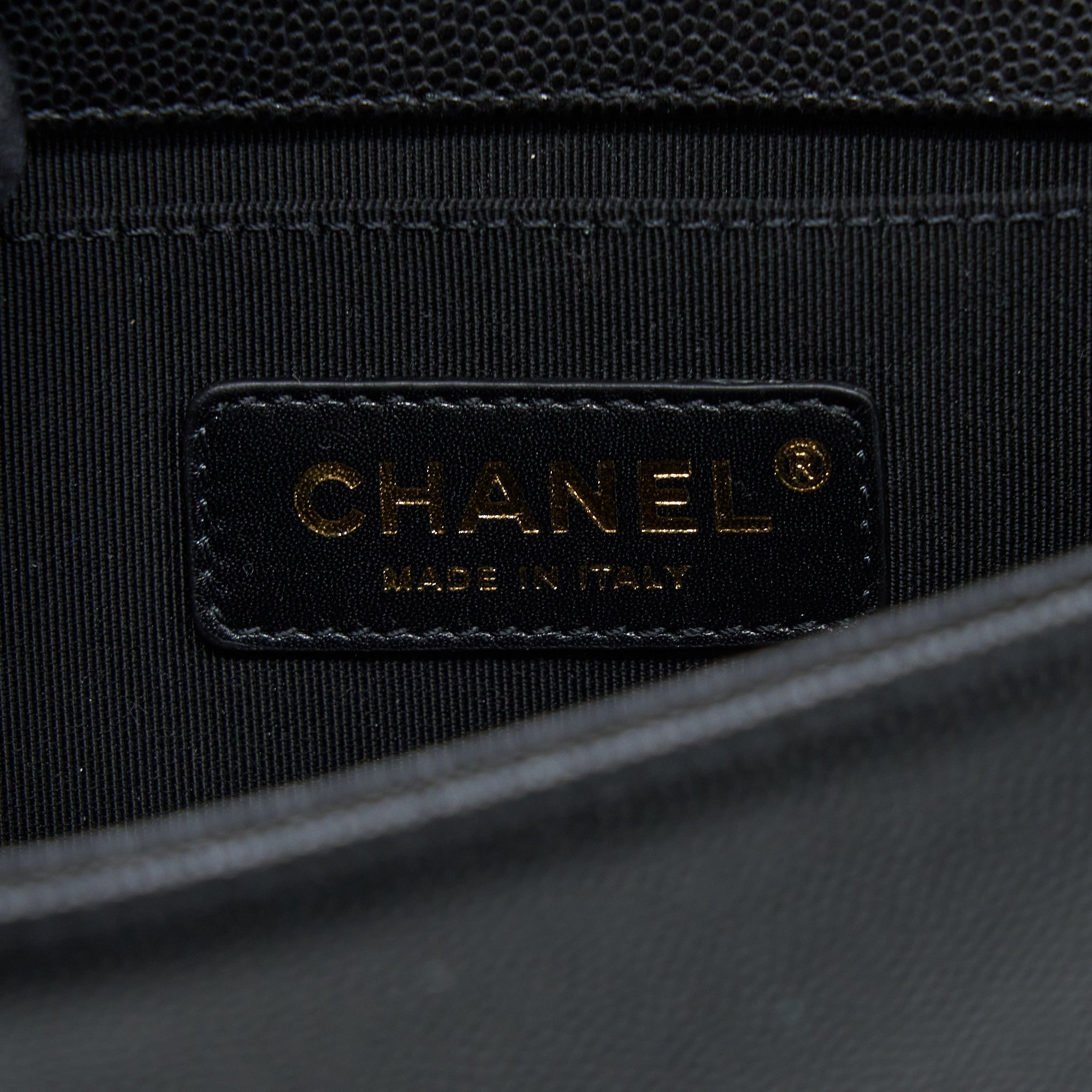 Chanel Small Boy Bag Caviar Black Brushed  (Microchip)