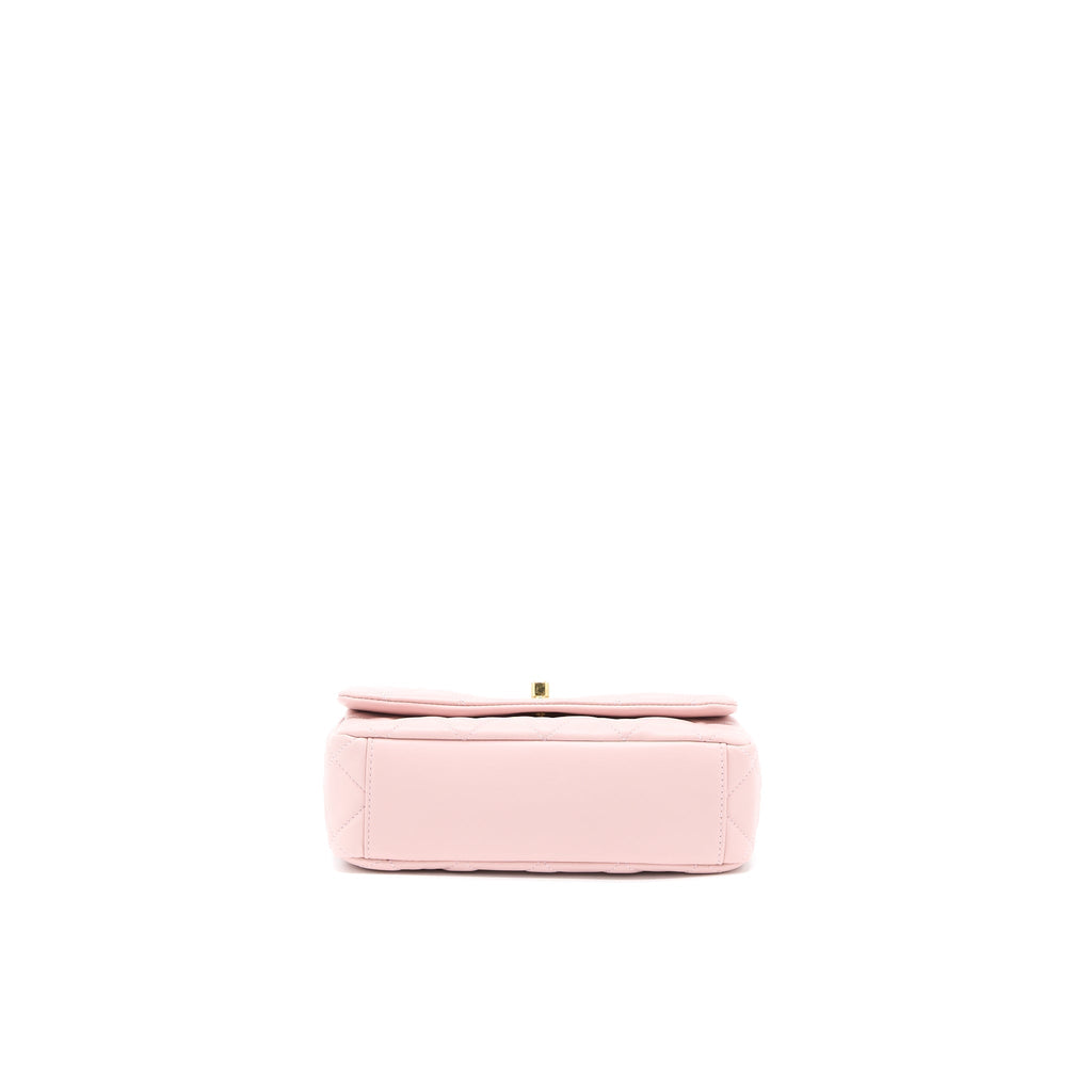 Chanel 22B Small Flap Bag With Gem Chain Lambskin Pink  (Microchip)