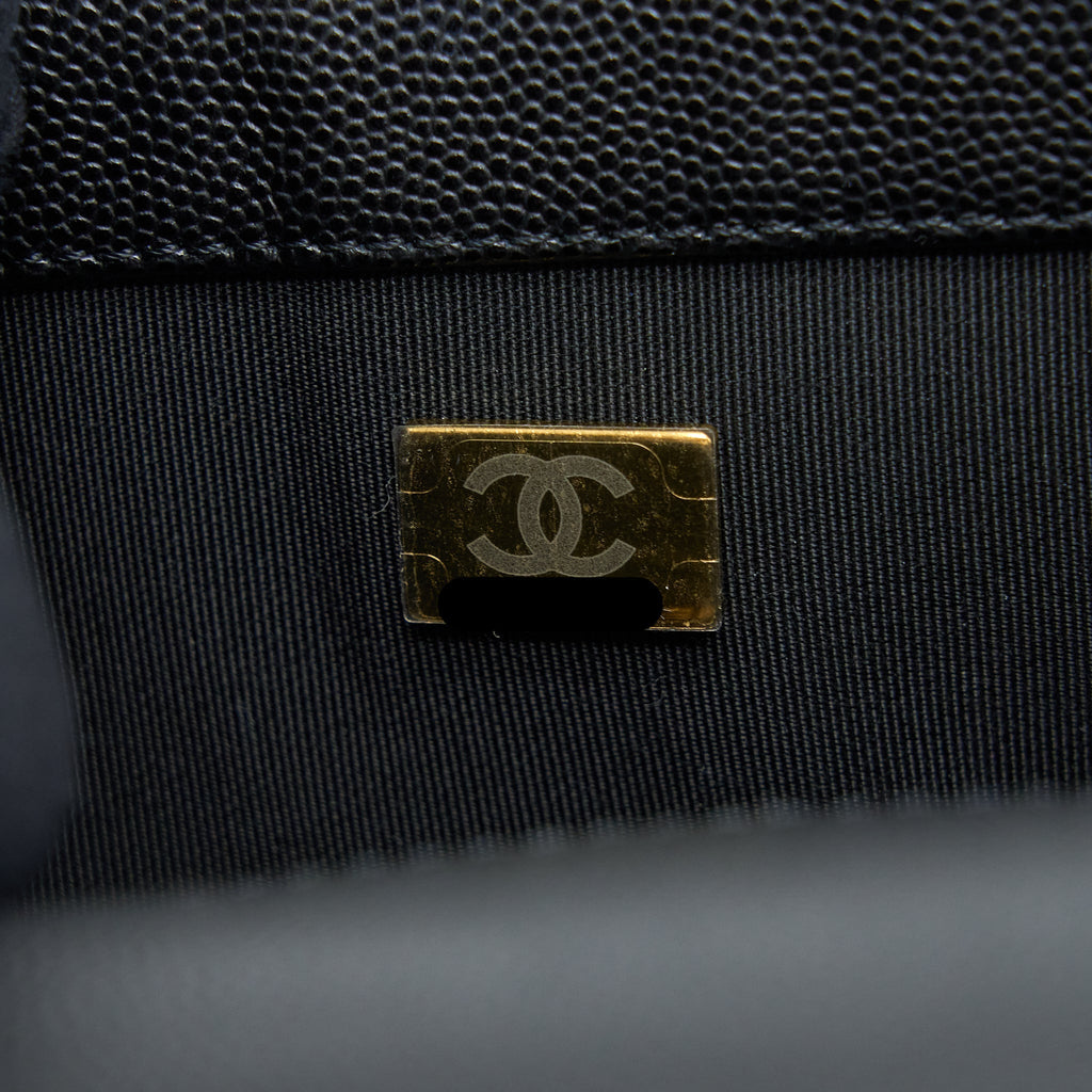 Chanel Small Boy Bag Caviar Black Brushed  (Microchip)