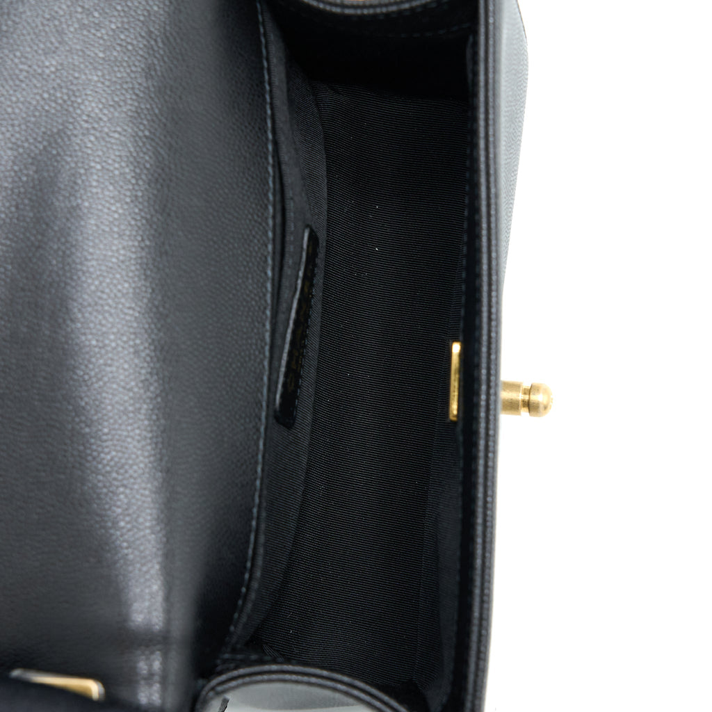 Chanel Small Boy Bag Caviar Black Brushed  (Microchip)