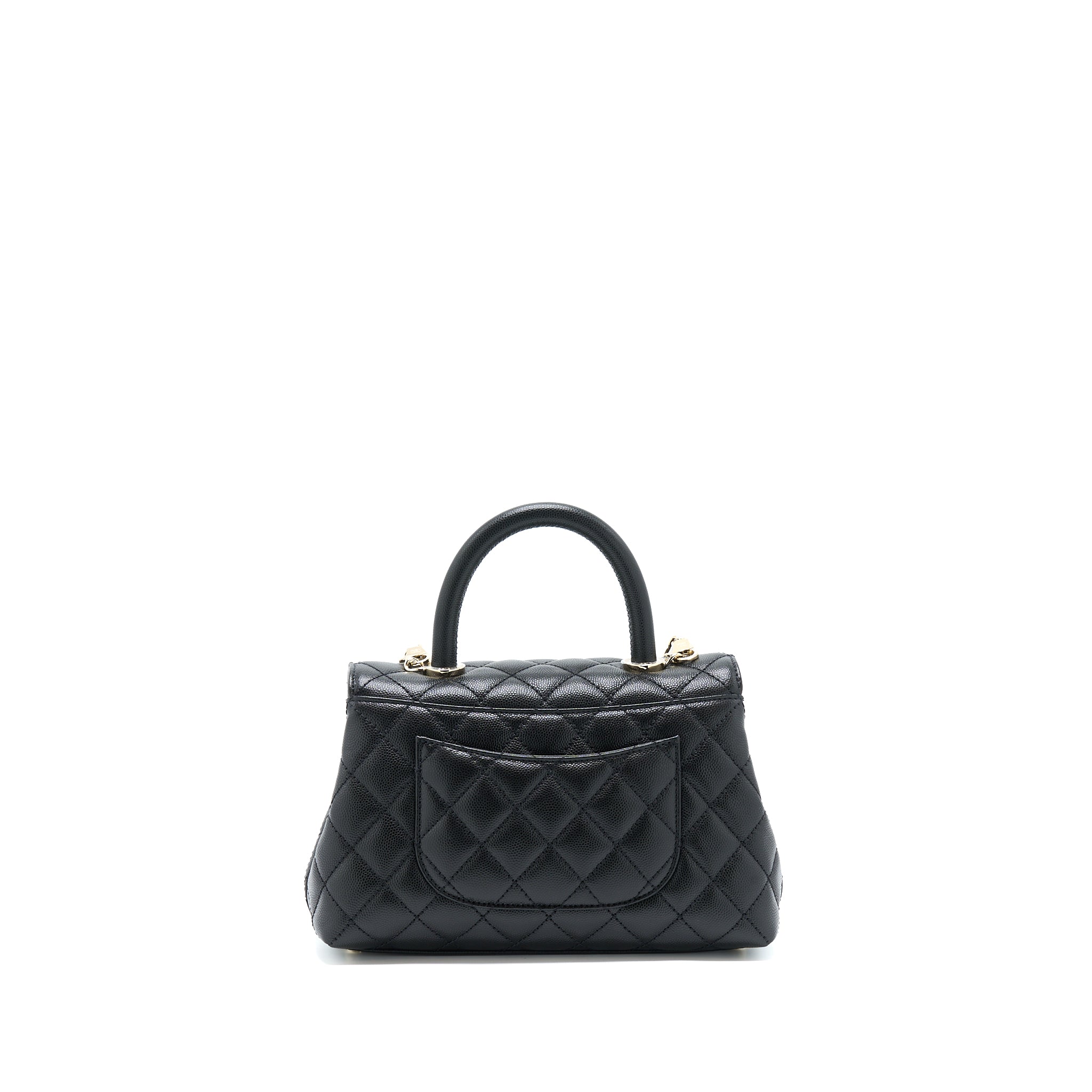 Chanel Small Coco Handle Caviar Black L .