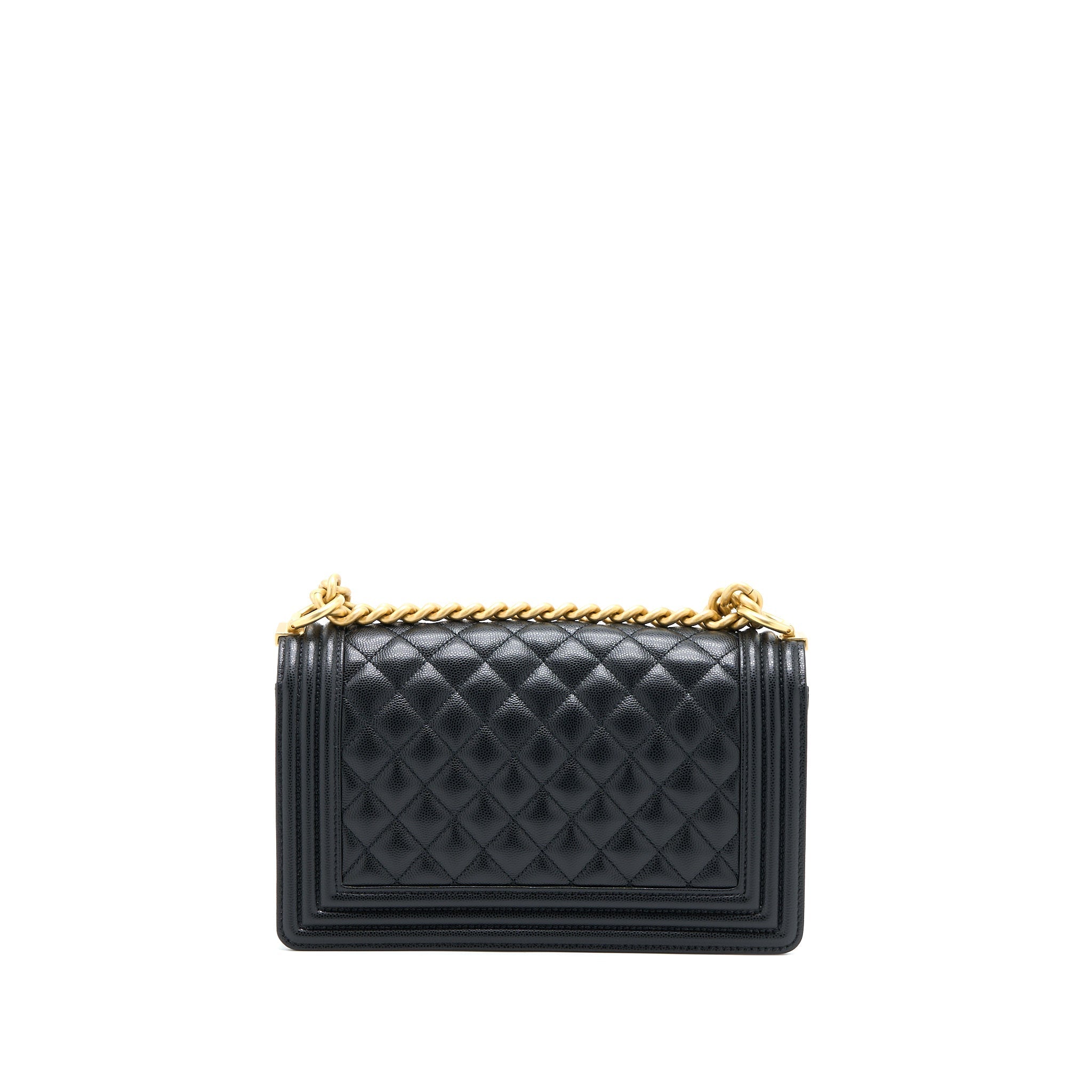 Chanel Medium Boy Bag Caviar Black Brushed  (Microchip)