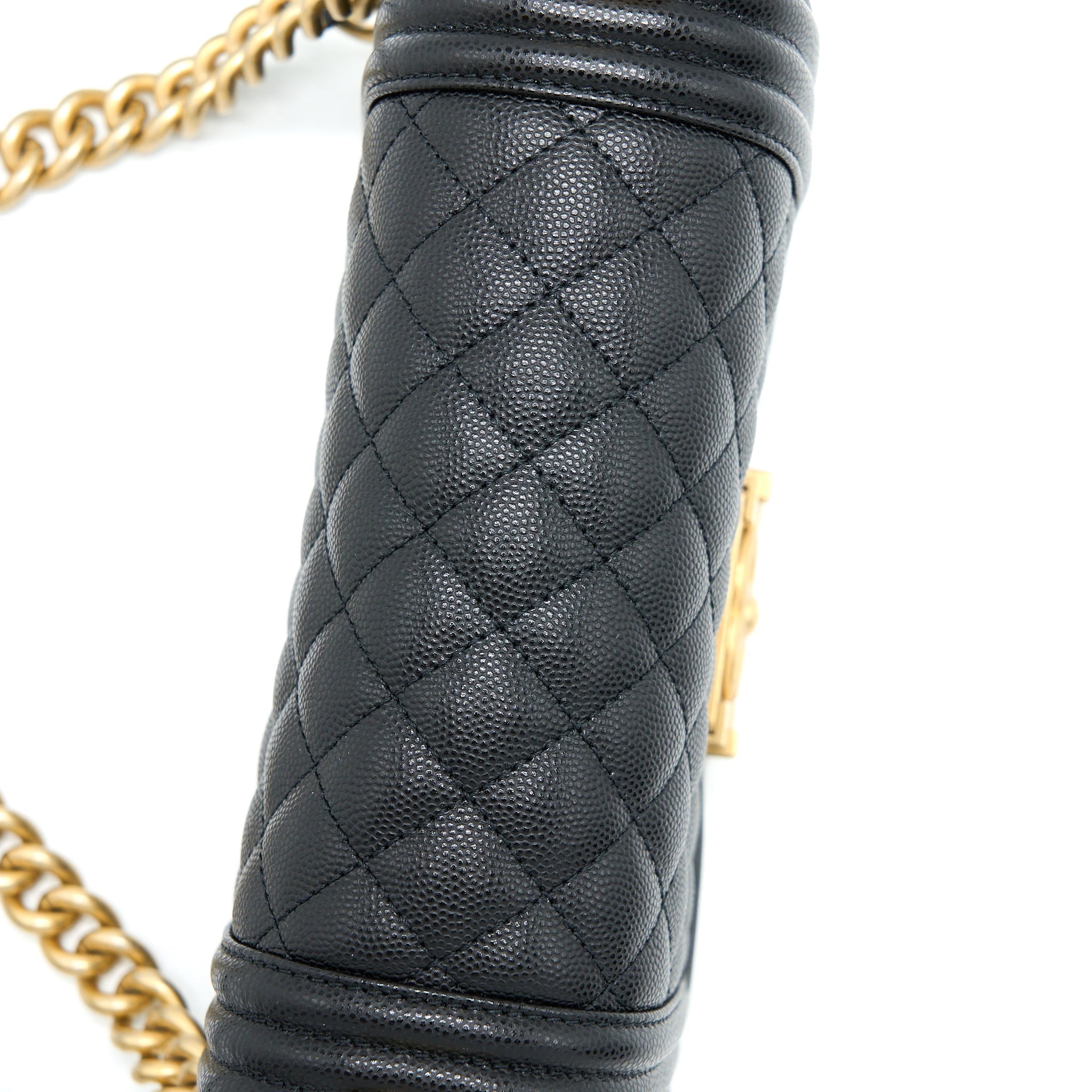 Chanel Small Boy Bag Caviar Black Brushed  (Microchip)