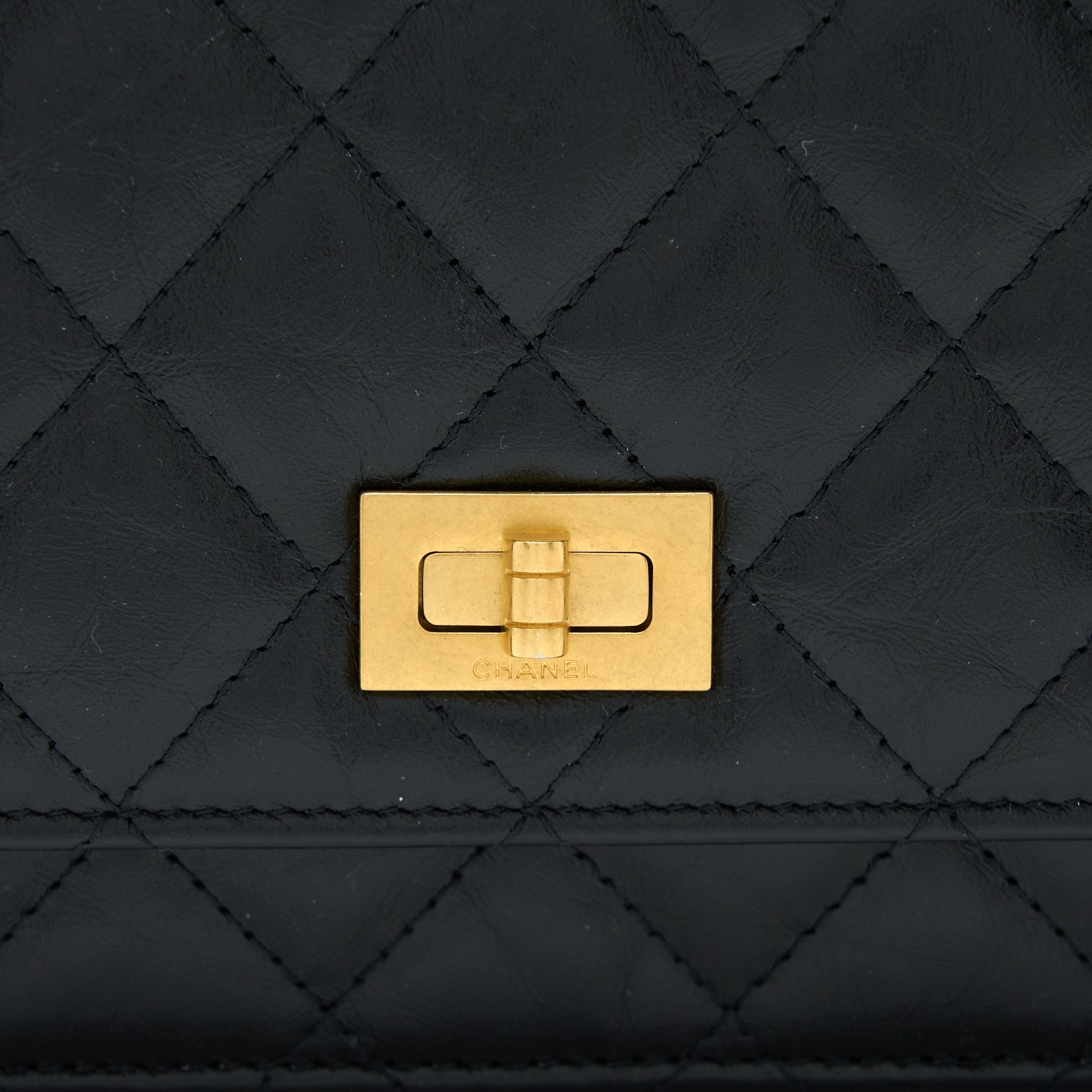 Chanel 2.55 Reissue Wallet on Chain Aged Calfskin Black Brushed  (Microchip)