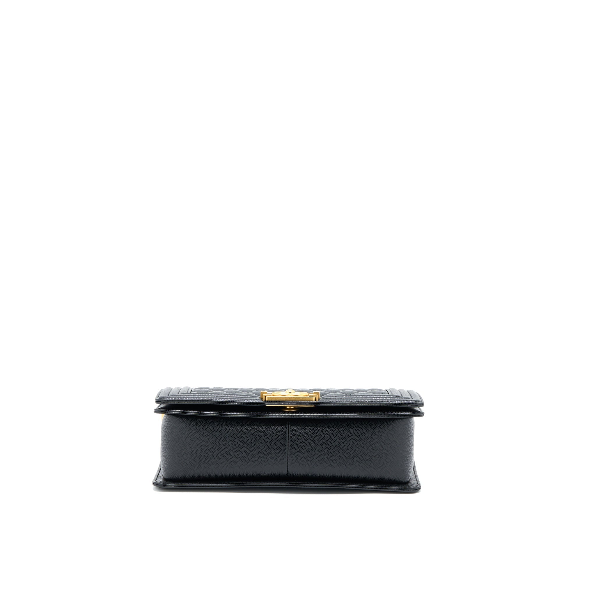 Chanel Medium Boy Bag Caviar Black Brushed  (Microchip)