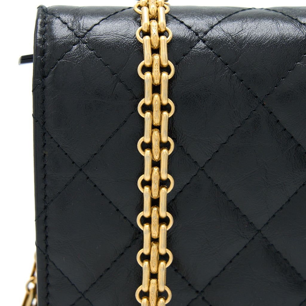 Chanel 2.55 Reissue Wallet on Chain Aged Calfskin Black Brushed  (Microchip)