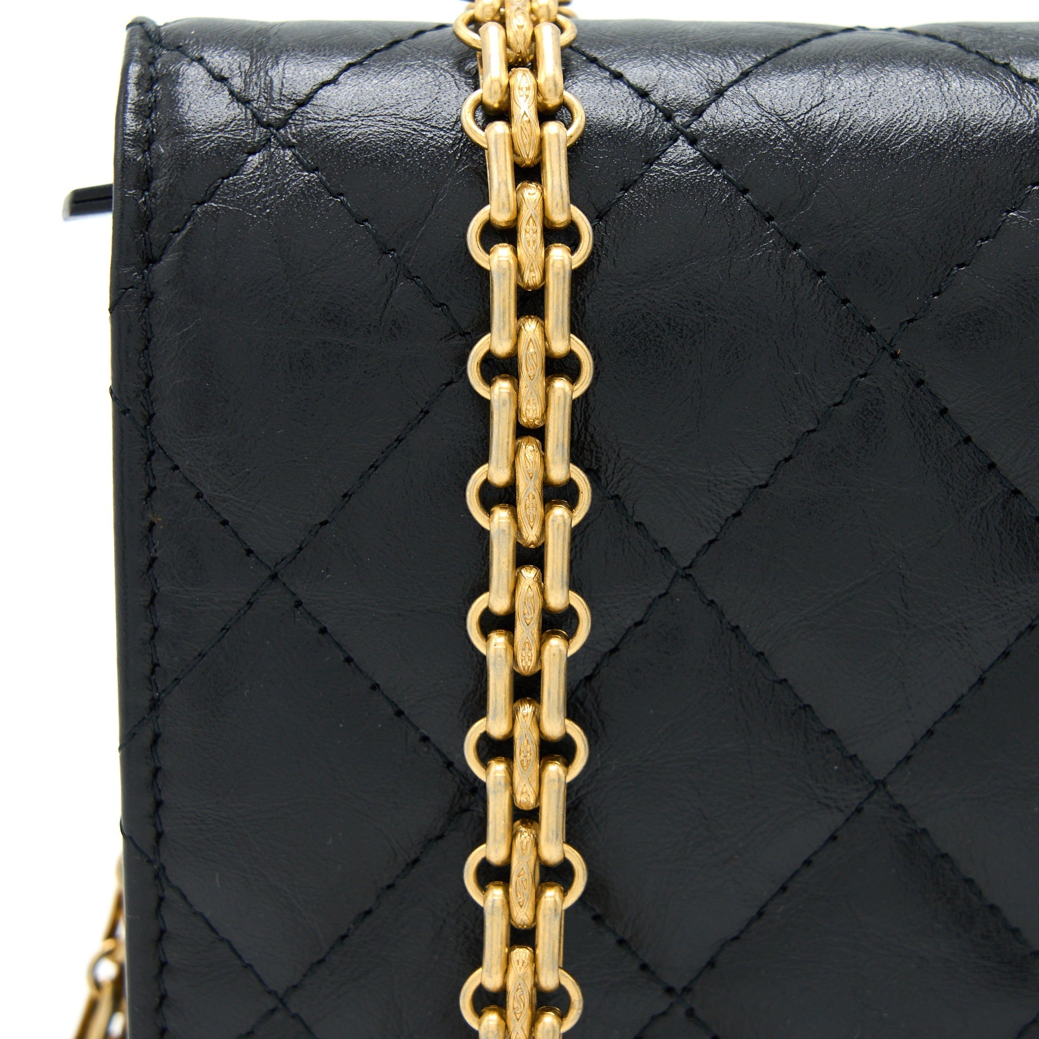 Chanel 2.55 Reissue Wallet on Chain Aged Calfskin Black Brushed  (Microchip)