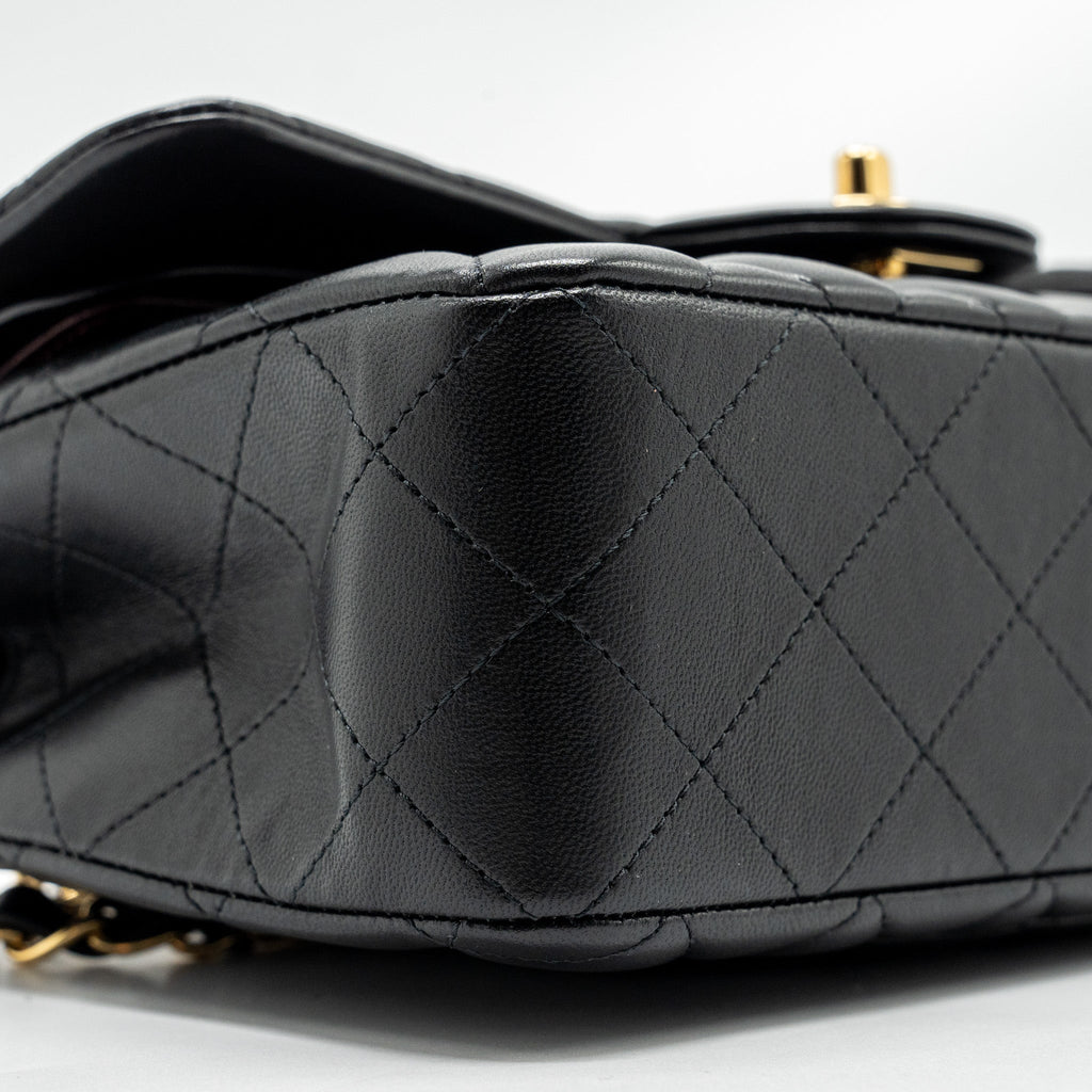 Chanel Small Classic Double Flap Bag Lambskin Black  (microchip)
