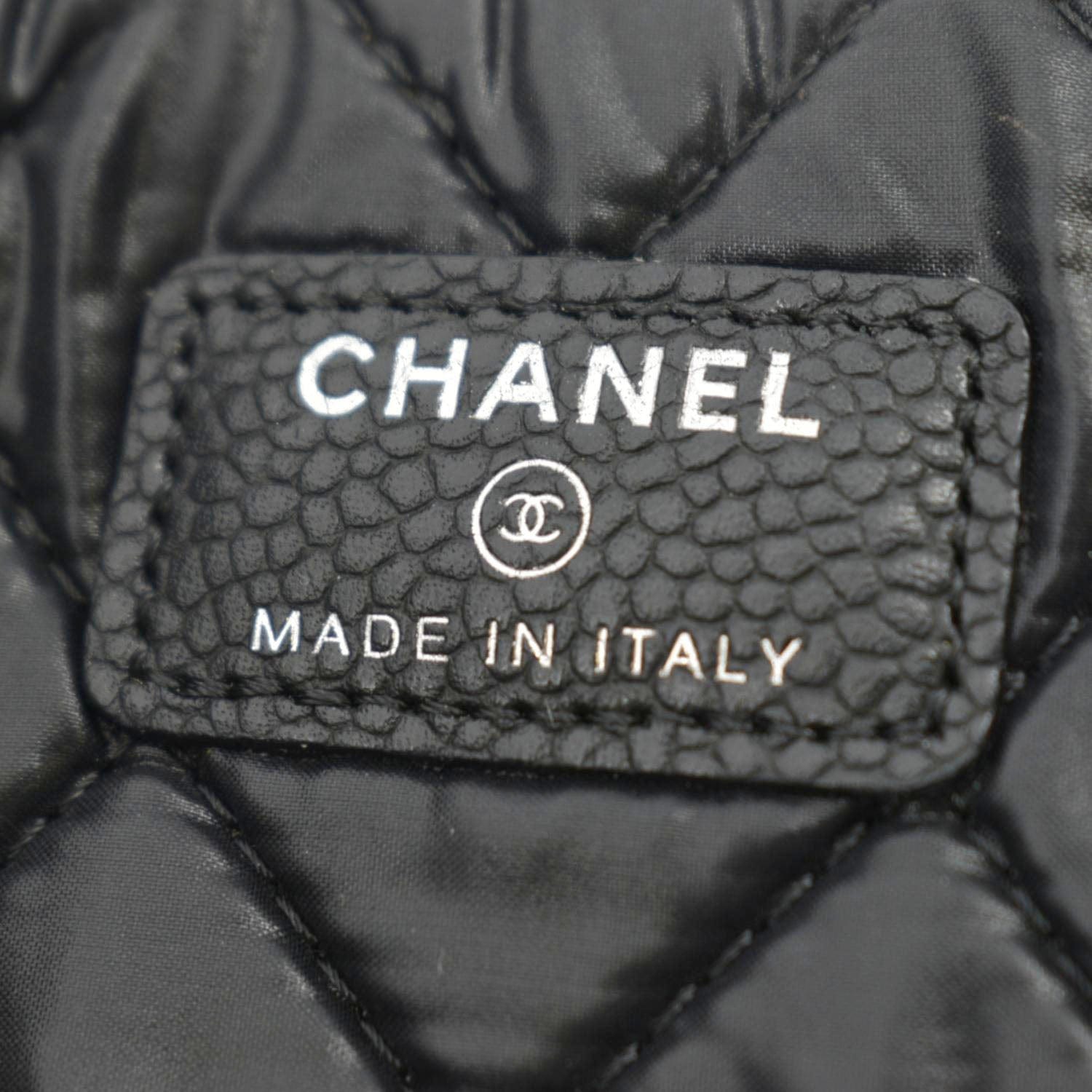 CHANEL Classic O-Case Caviar Leather Zip Pouch Black