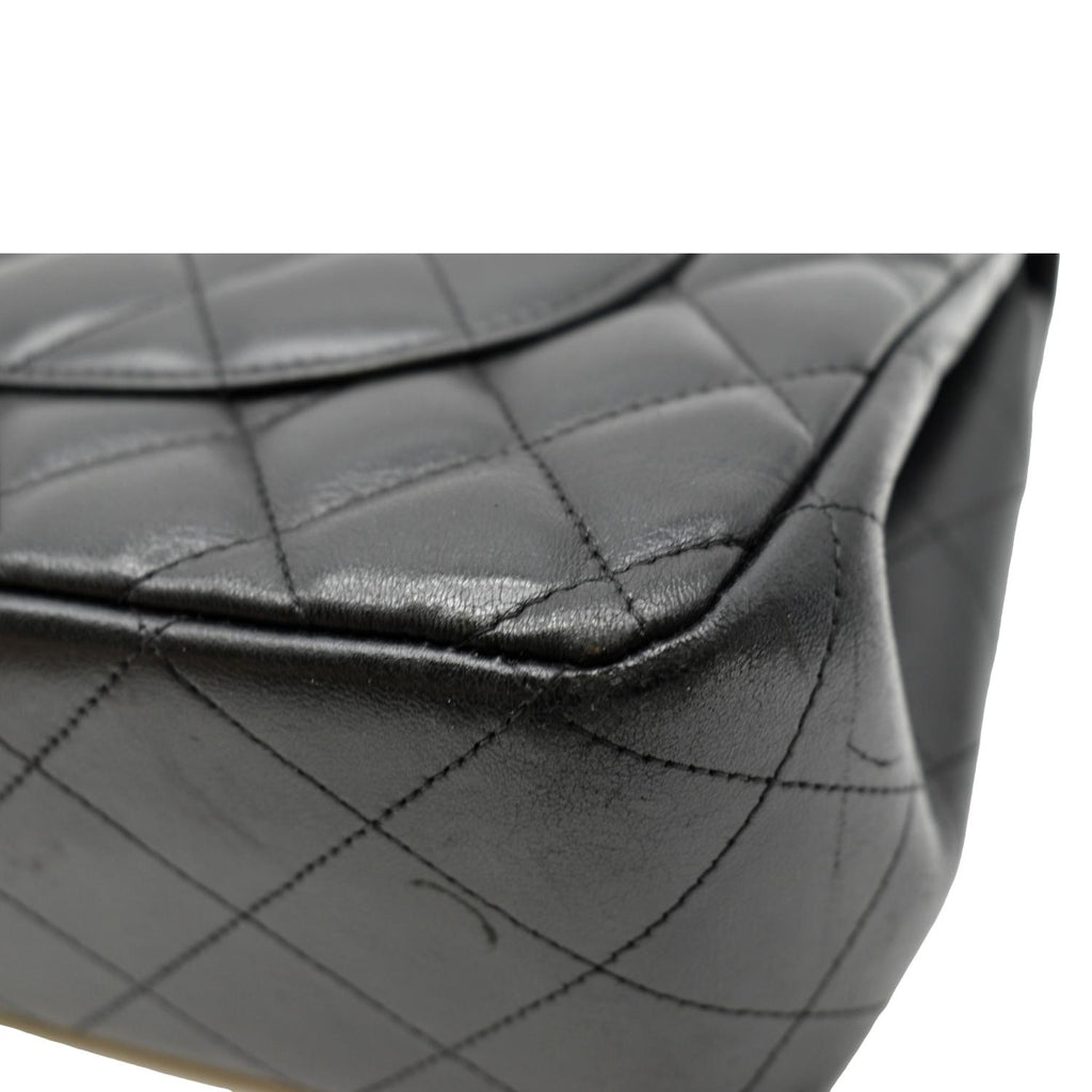 CHANEL Jumbo Double Flap Calfskin Leather Shoulder Bag Black