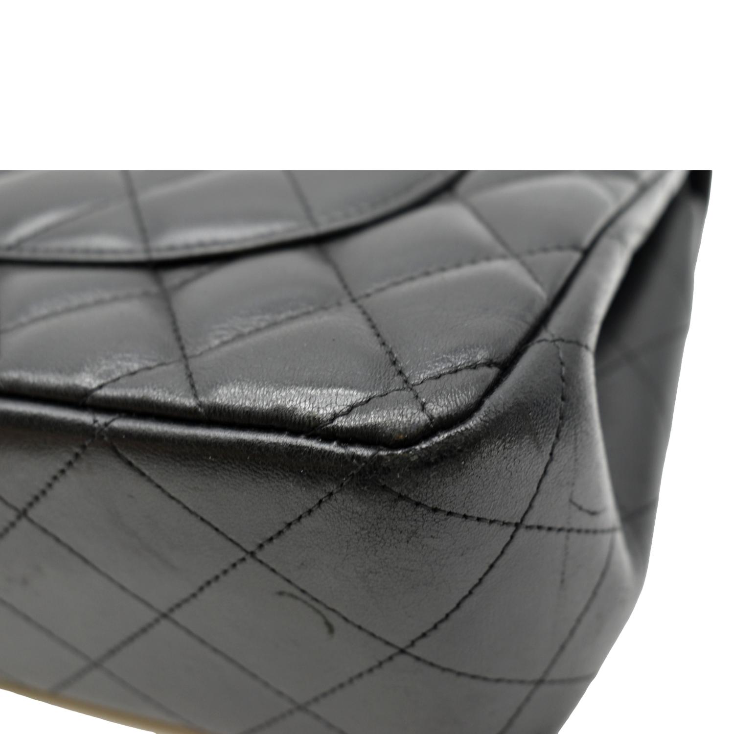 CHANEL Jumbo Double Flap Calfskin Leather Shoulder Bag Black