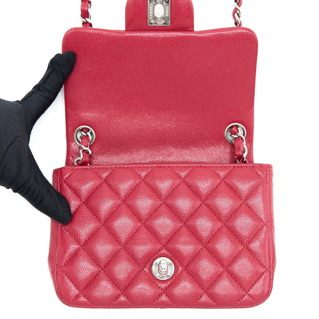 Chanel 18B Mini Square Caviar Red