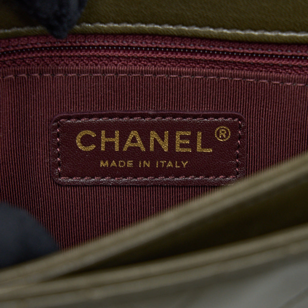 Chanel Messenger Flap Bag Lambskin Olive Green Ruthenium