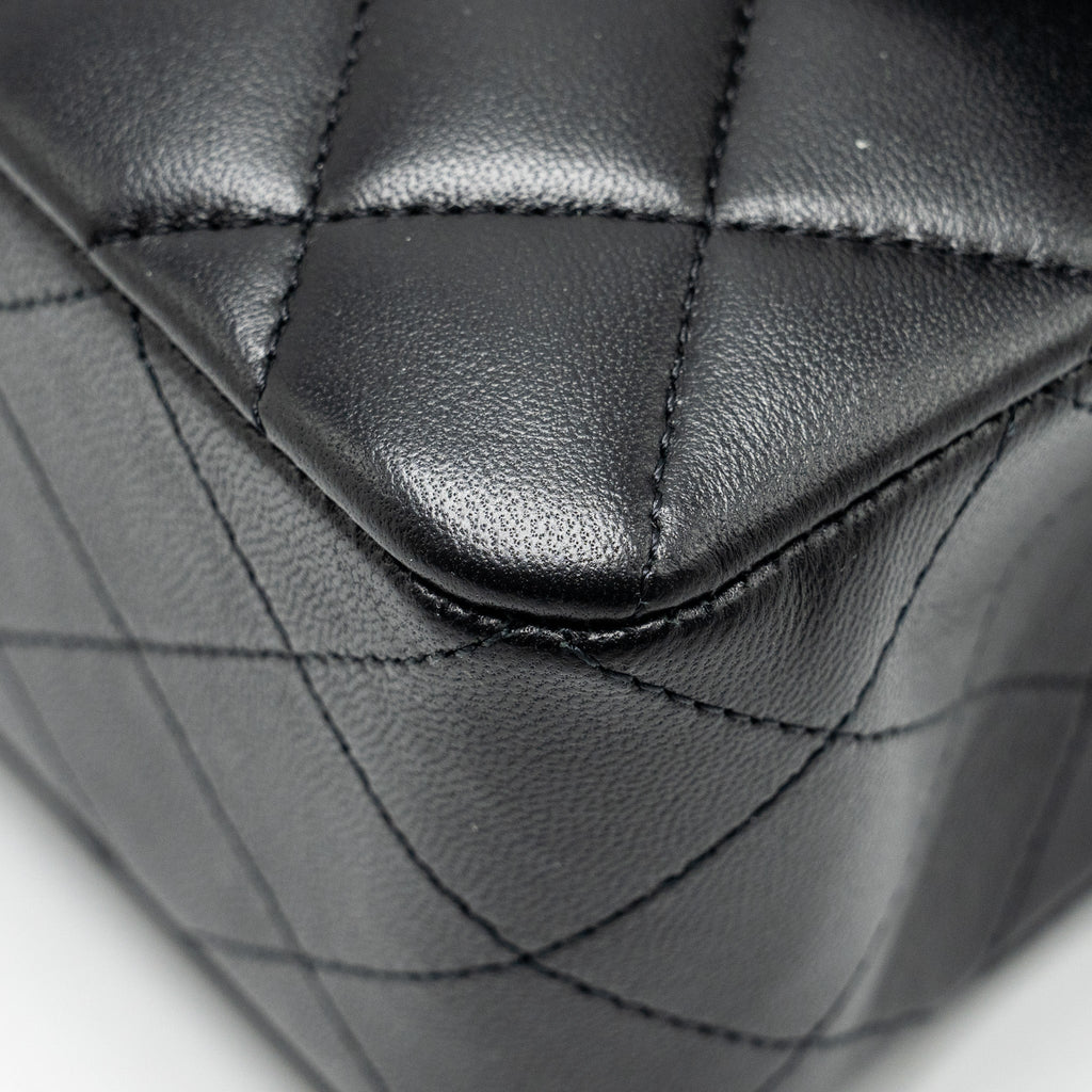 Chanel Small Classic Double Flap Bag Lambskin Black  (microchip)