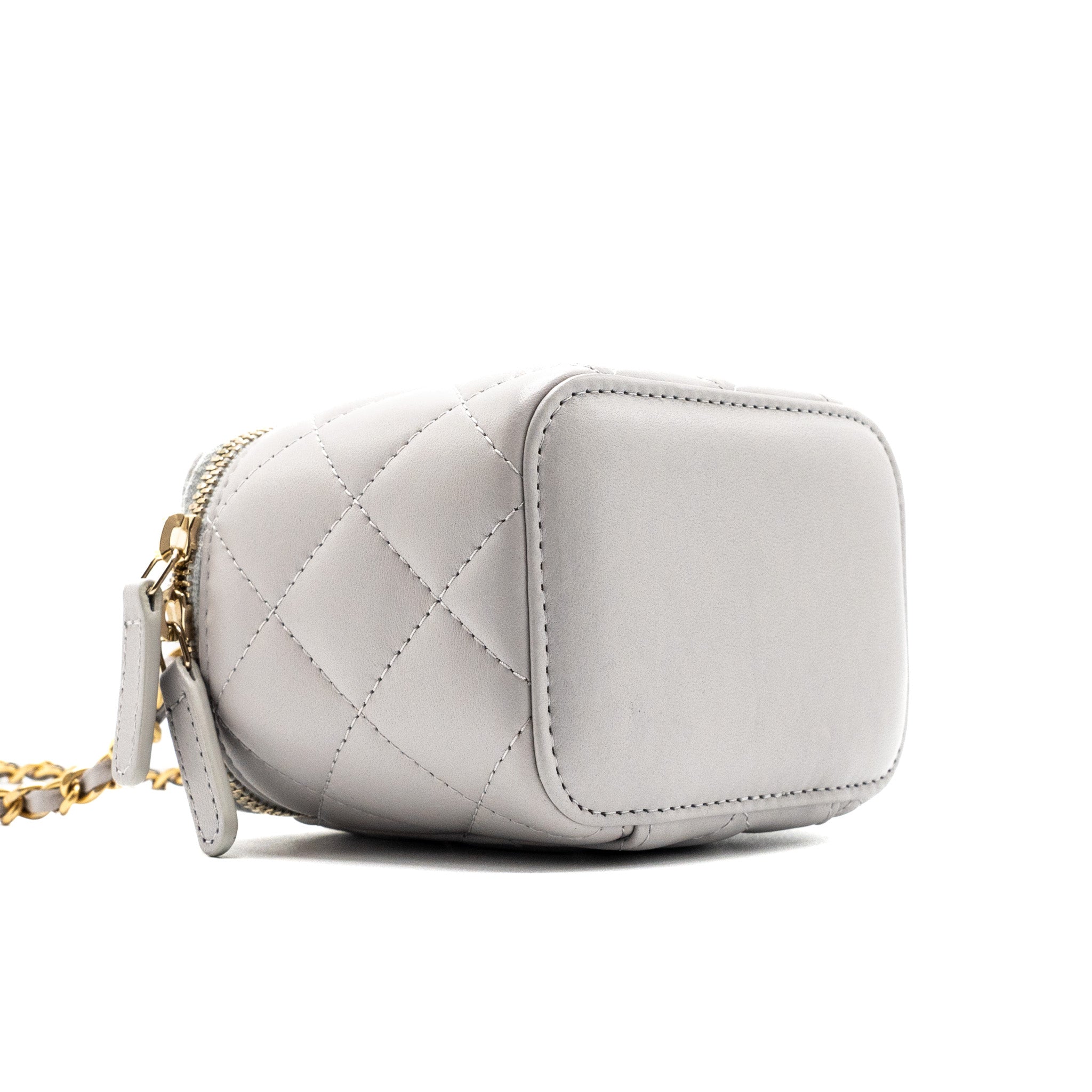 Chanel Top Handle Mini Vanity With Chain Light Grey