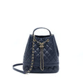 Chanel Top Handle Bucket Bag Caviar Navy Blue L