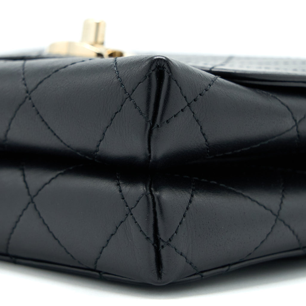 Chanel Seasonal Top Handle Flap Bag Calfskin Black