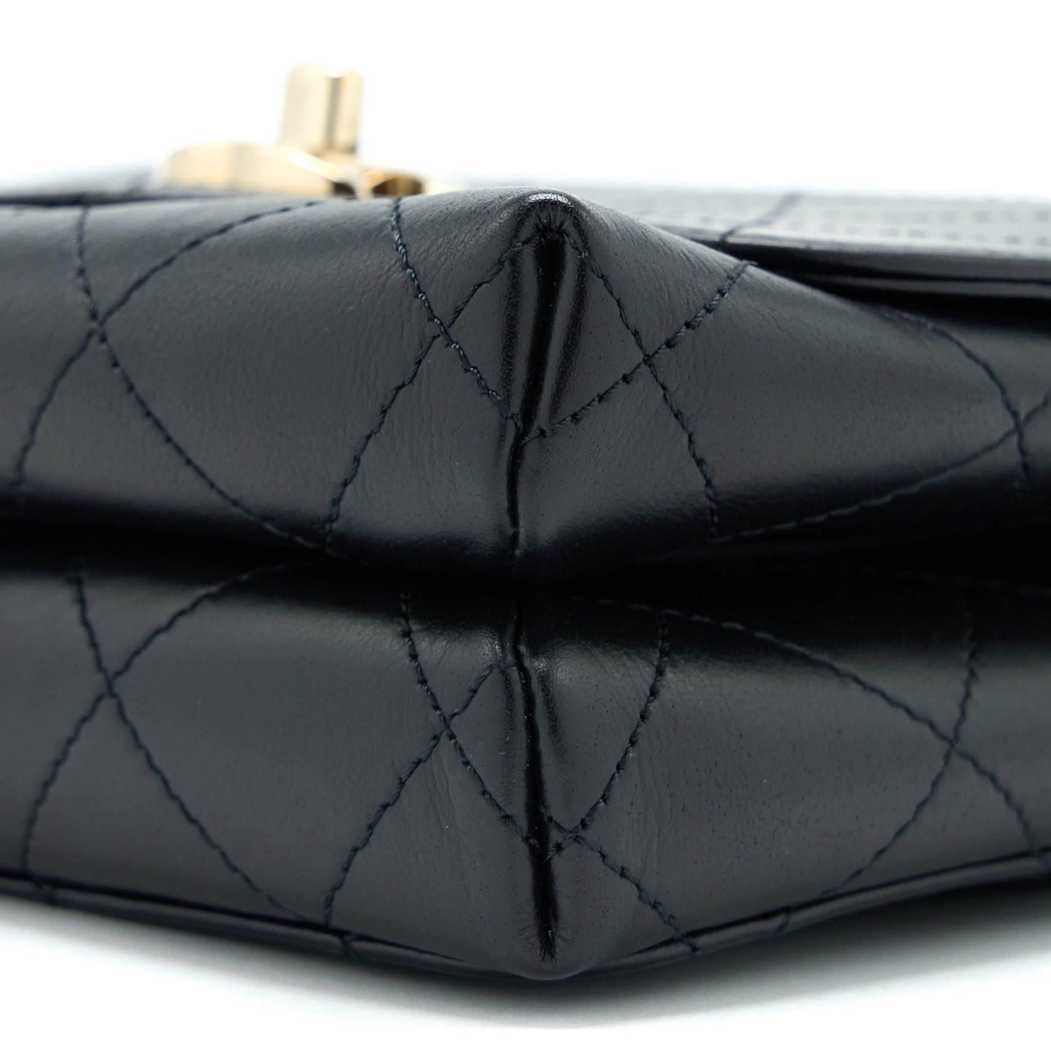 Chanel Seasonal Top Handle Flap Bag Calfskin Black