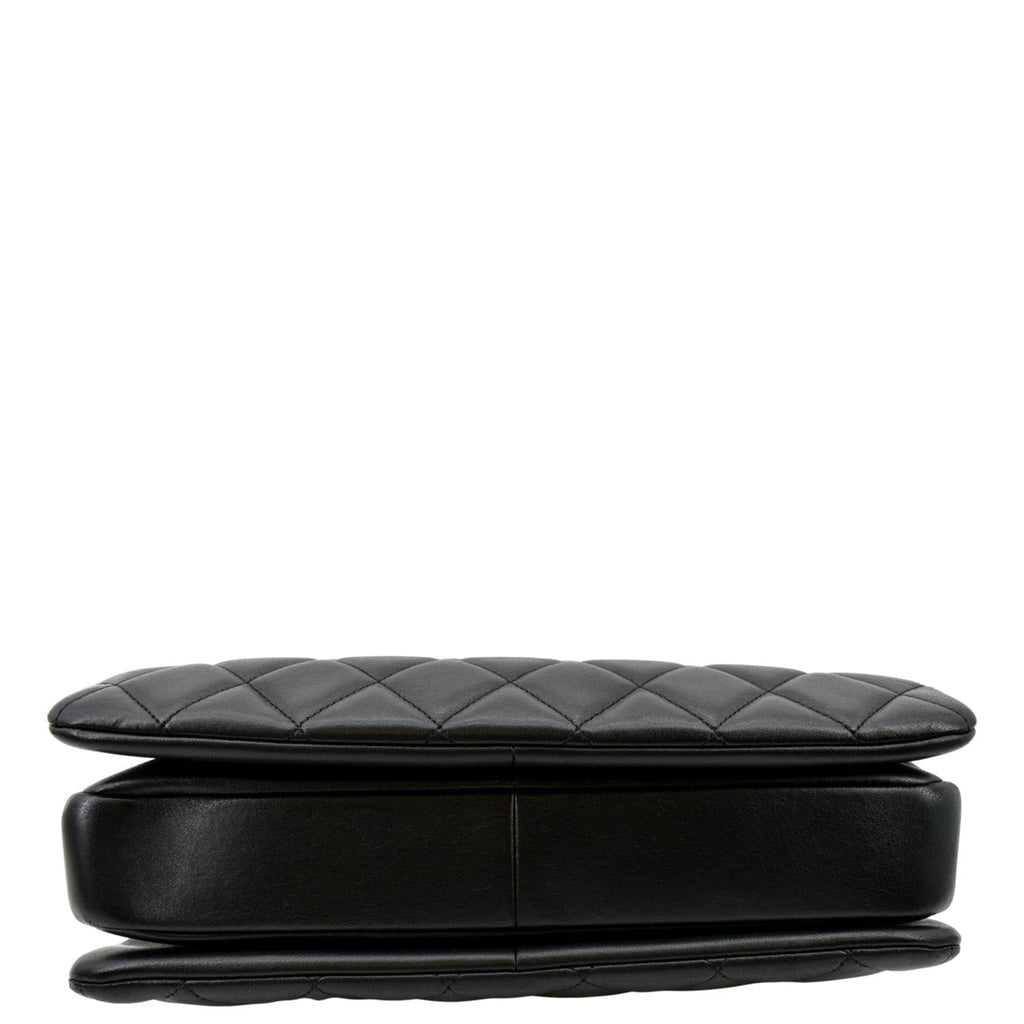 CHANEL Trendy CC Top Handle Flap Quilted Leather Shoulder Bag Black