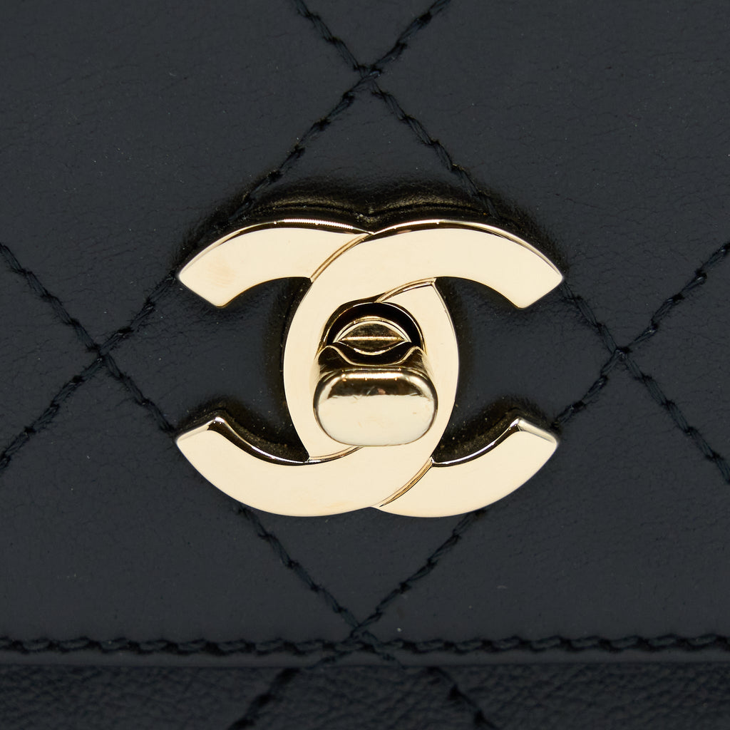 Chanel Seasonal Top Handle Flap Bag Calfskin Black