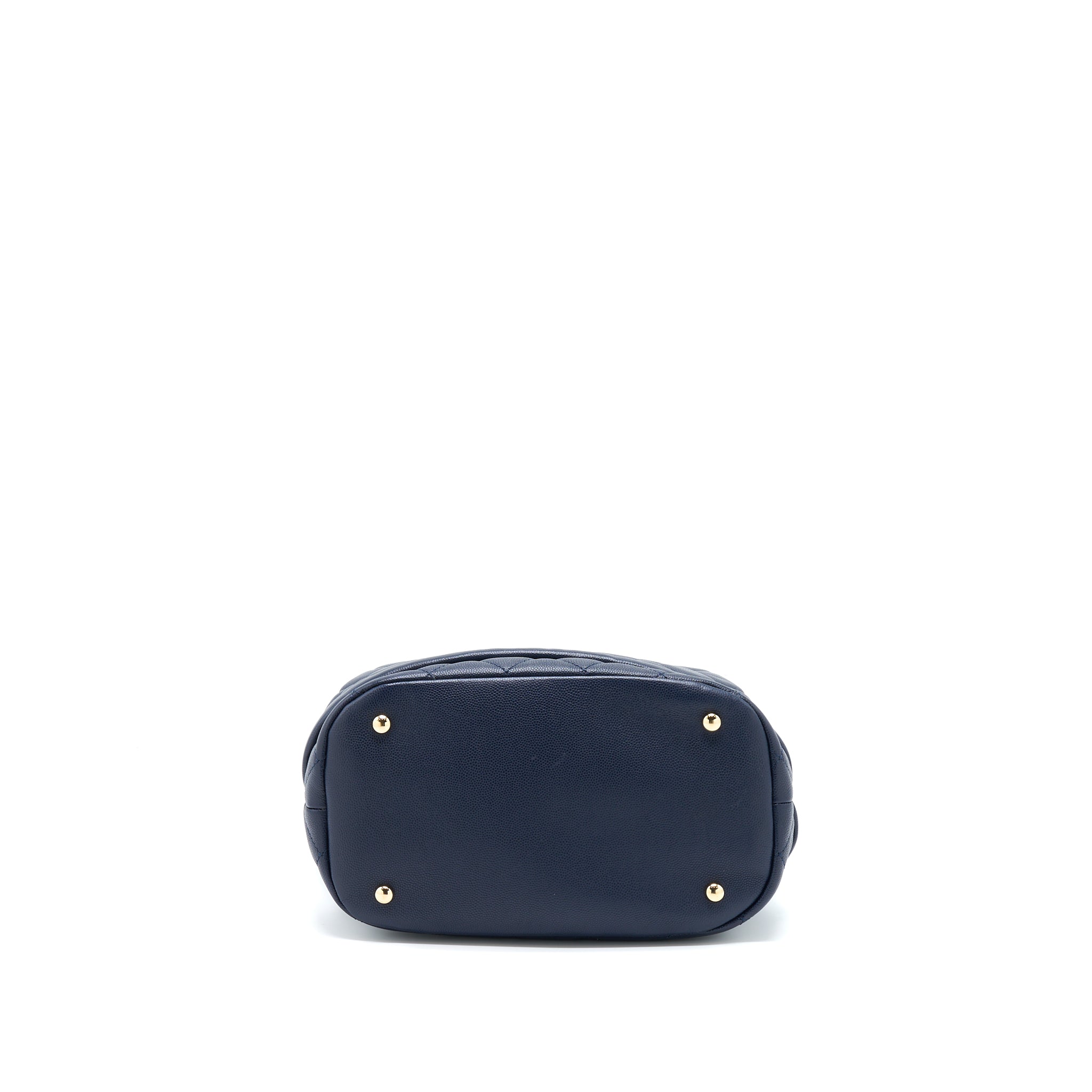Chanel Top Handle Bucket Bag Caviar Navy Blue L