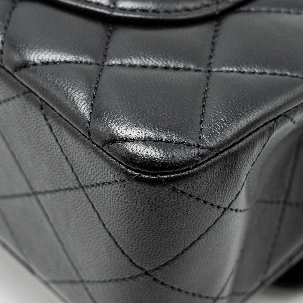 Chanel Small Classic Double Flap Bag Lambskin Black  (microchip)
