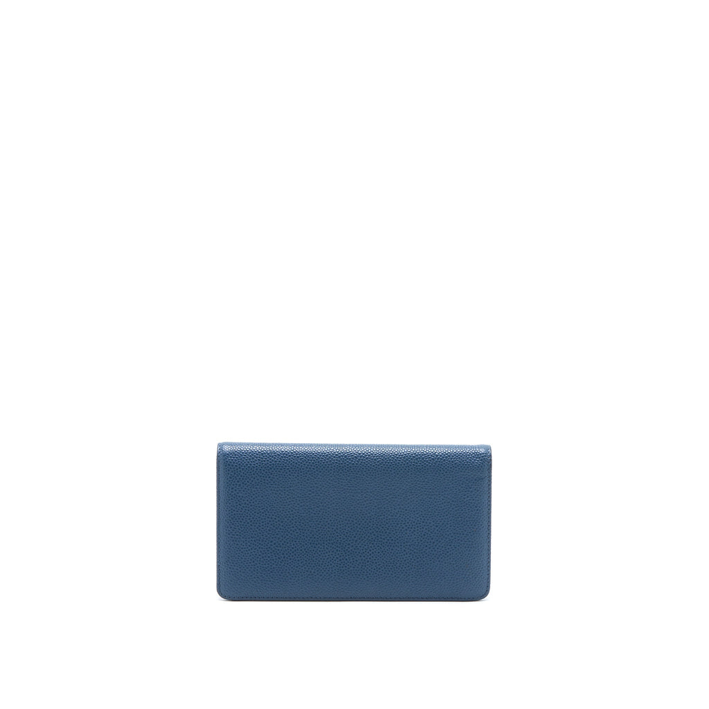 Chanel CC Logo Fold Wallet Caviar Navy