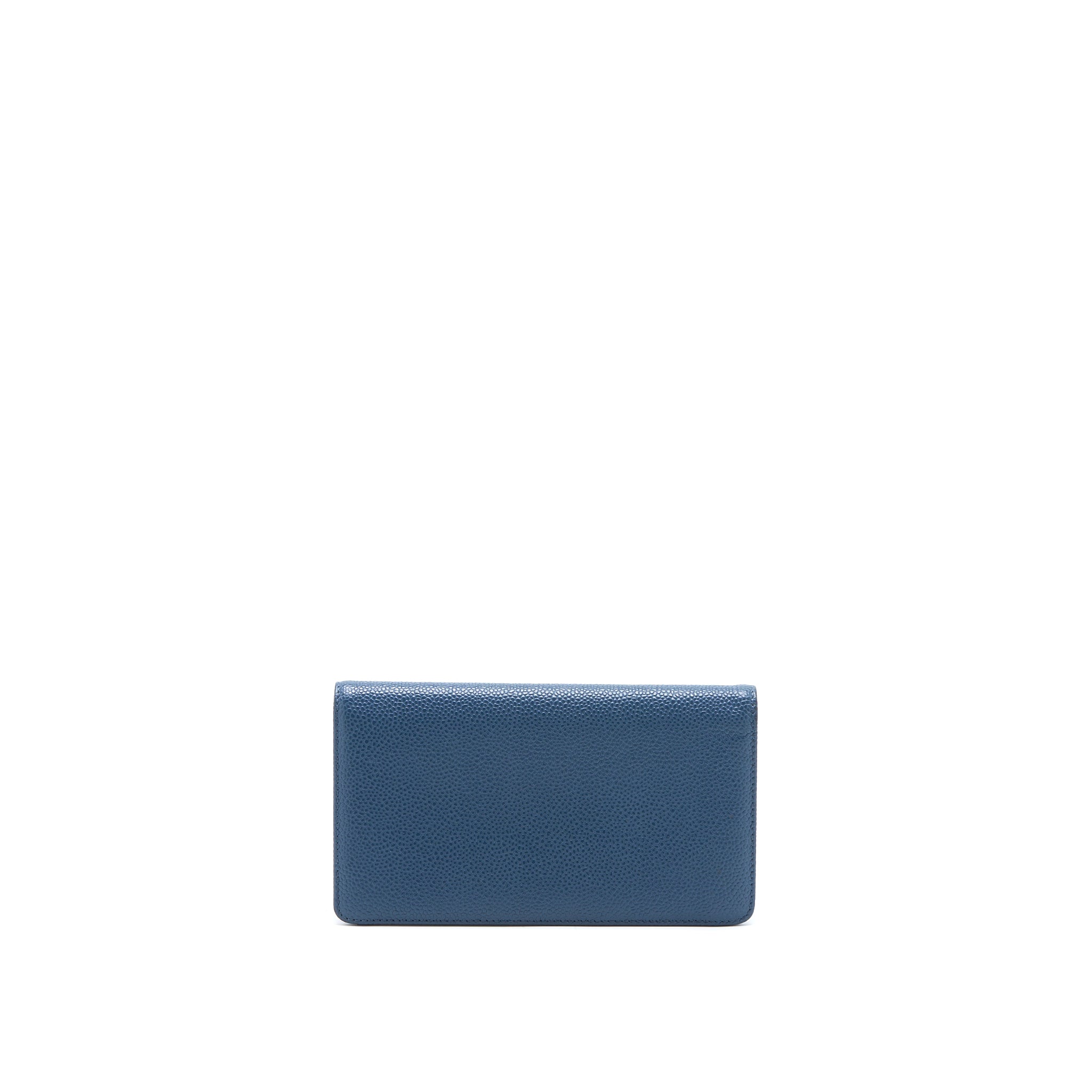 Chanel CC Logo Fold Wallet Caviar Navy