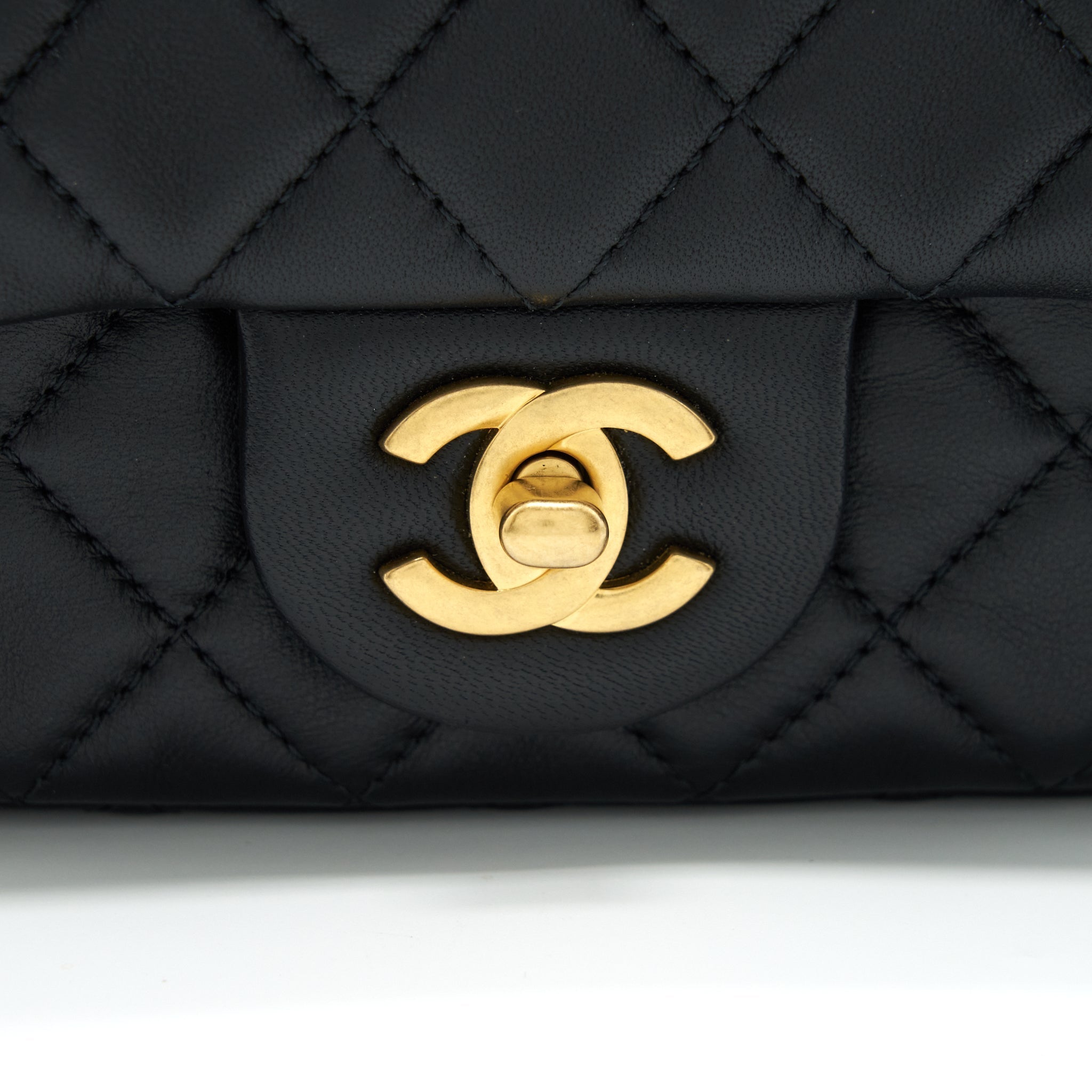 Chanel Pearl Crush Mini Rectangular Flap Bag Lambskin Black