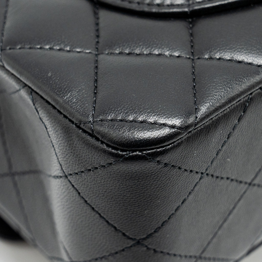 Chanel Small Classic Double Flap Bag Lambskin Black  (microchip)