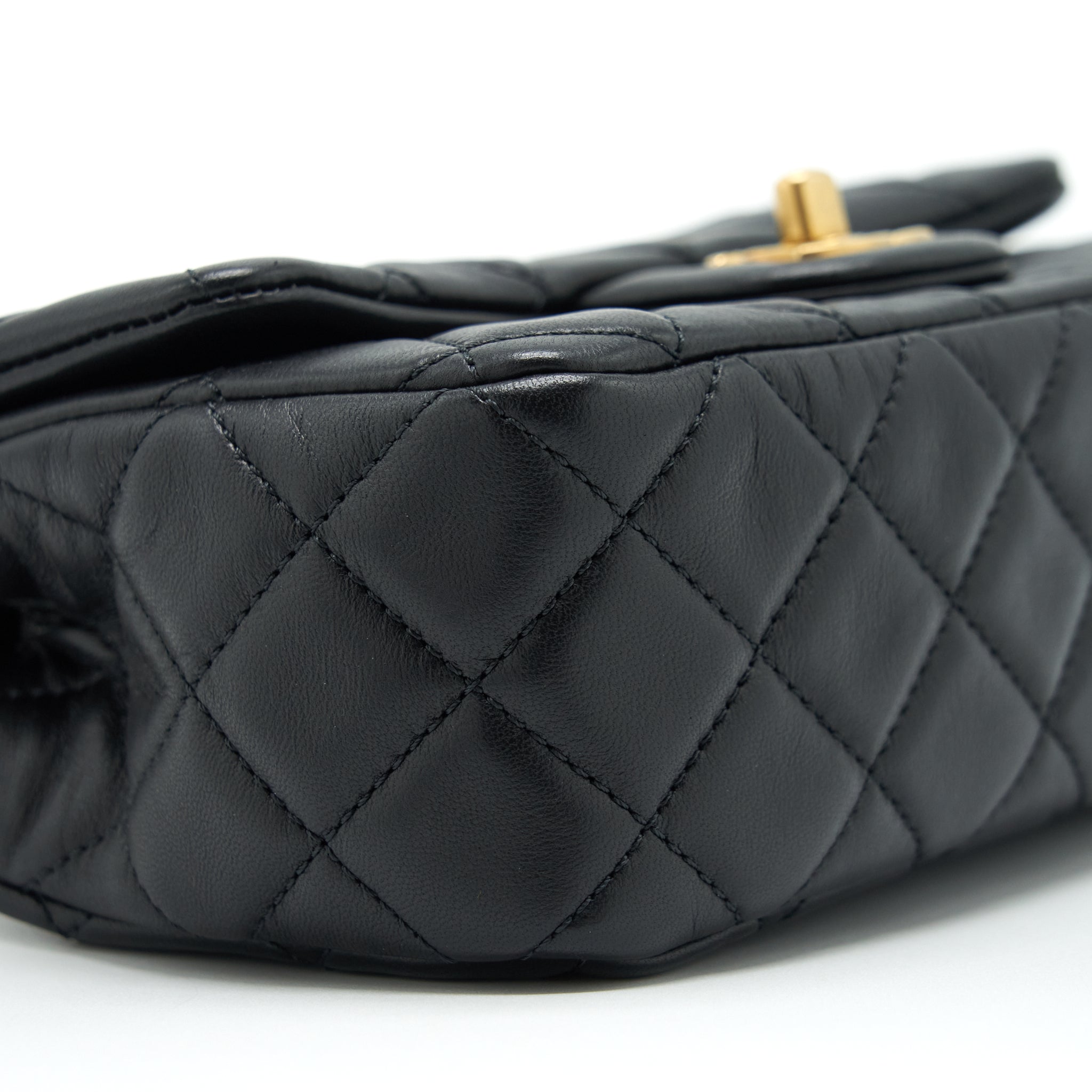 Chanel Pearl Crush Mini Rectangular Flap Bag Lambskin Black