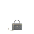Chanel 22A Top Handle Long Vanity With Chain Lambskin Grey L
