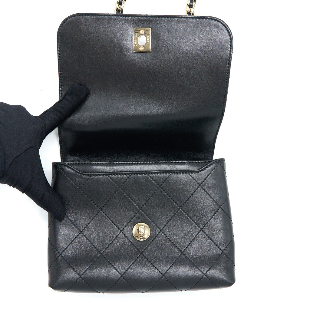 Chanel Seasonal Top Handle Flap Bag Calfskin Black