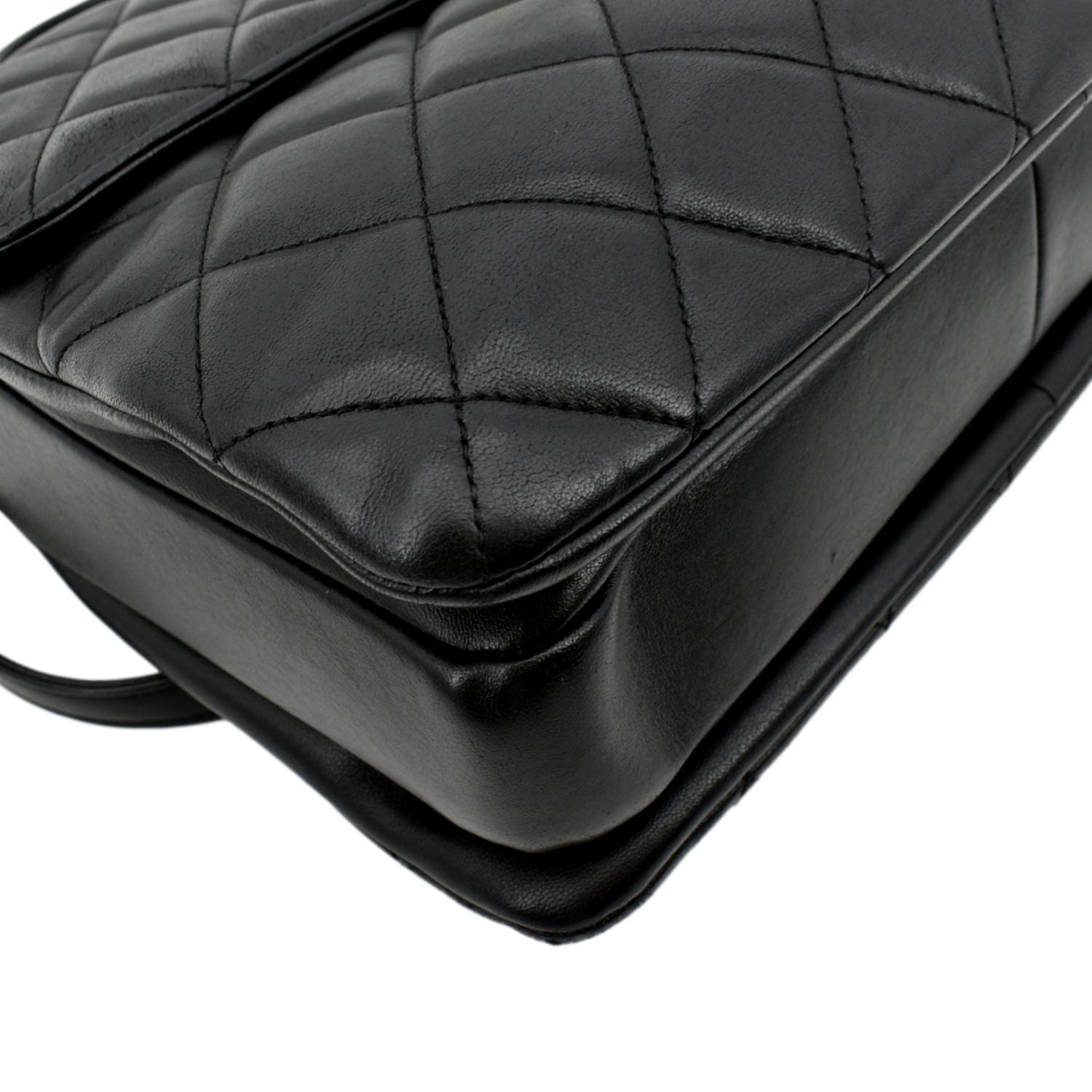 CHANEL Trendy CC Top Handle Flap Quilted Leather Shoulder Bag Black
