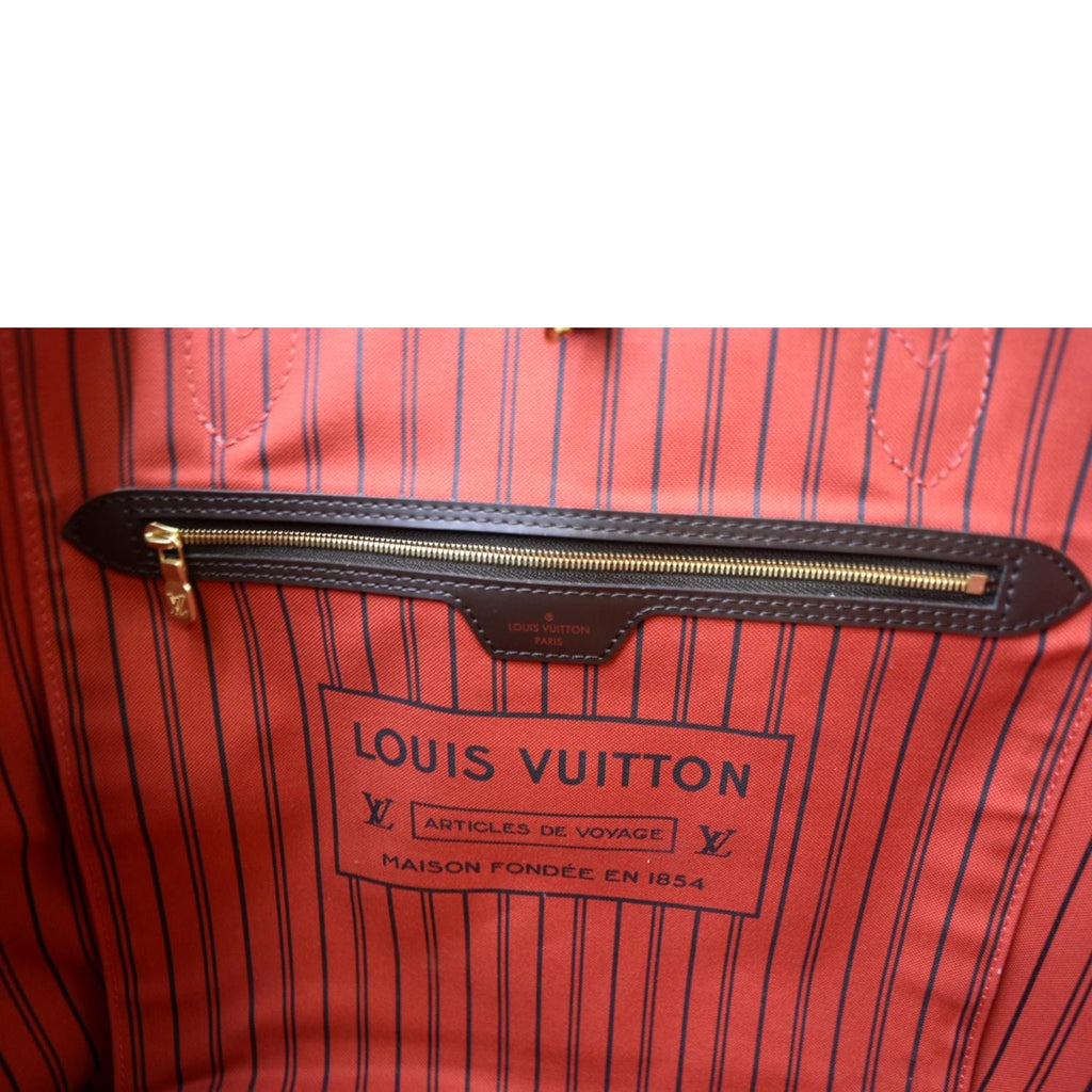 LOUIS VUITTON Neverfull GM Damier Ebene Tote Shoulder Bag Brown